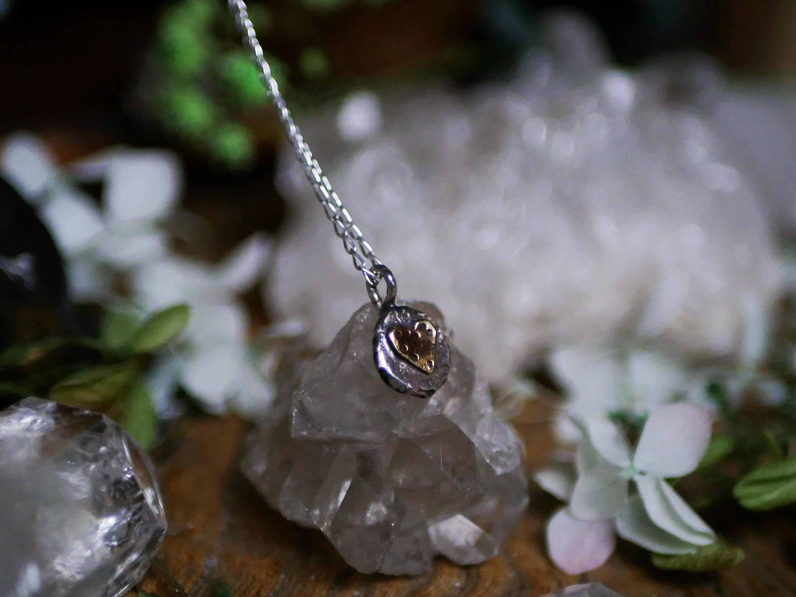 Amulette Pépite Coeur - Argent 925 & Laiton