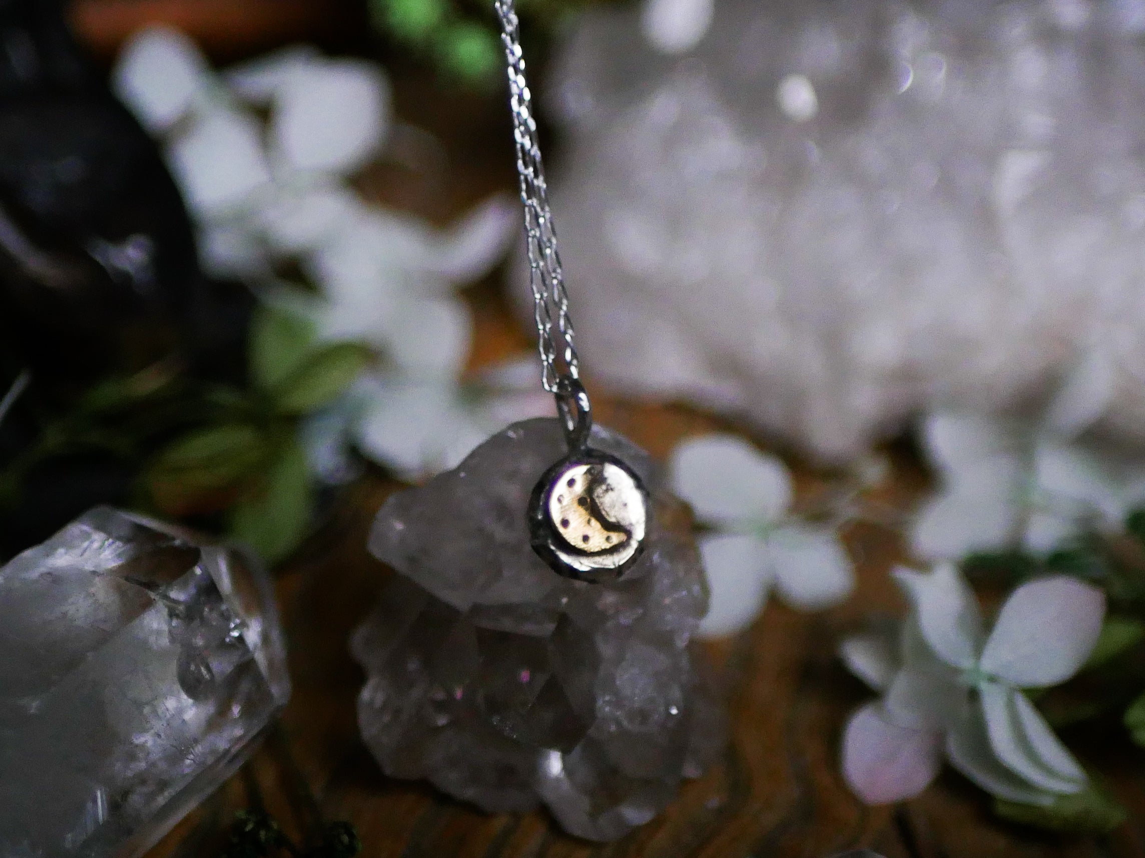 Amulette Pépite Lune - Argent 925 & Laiton