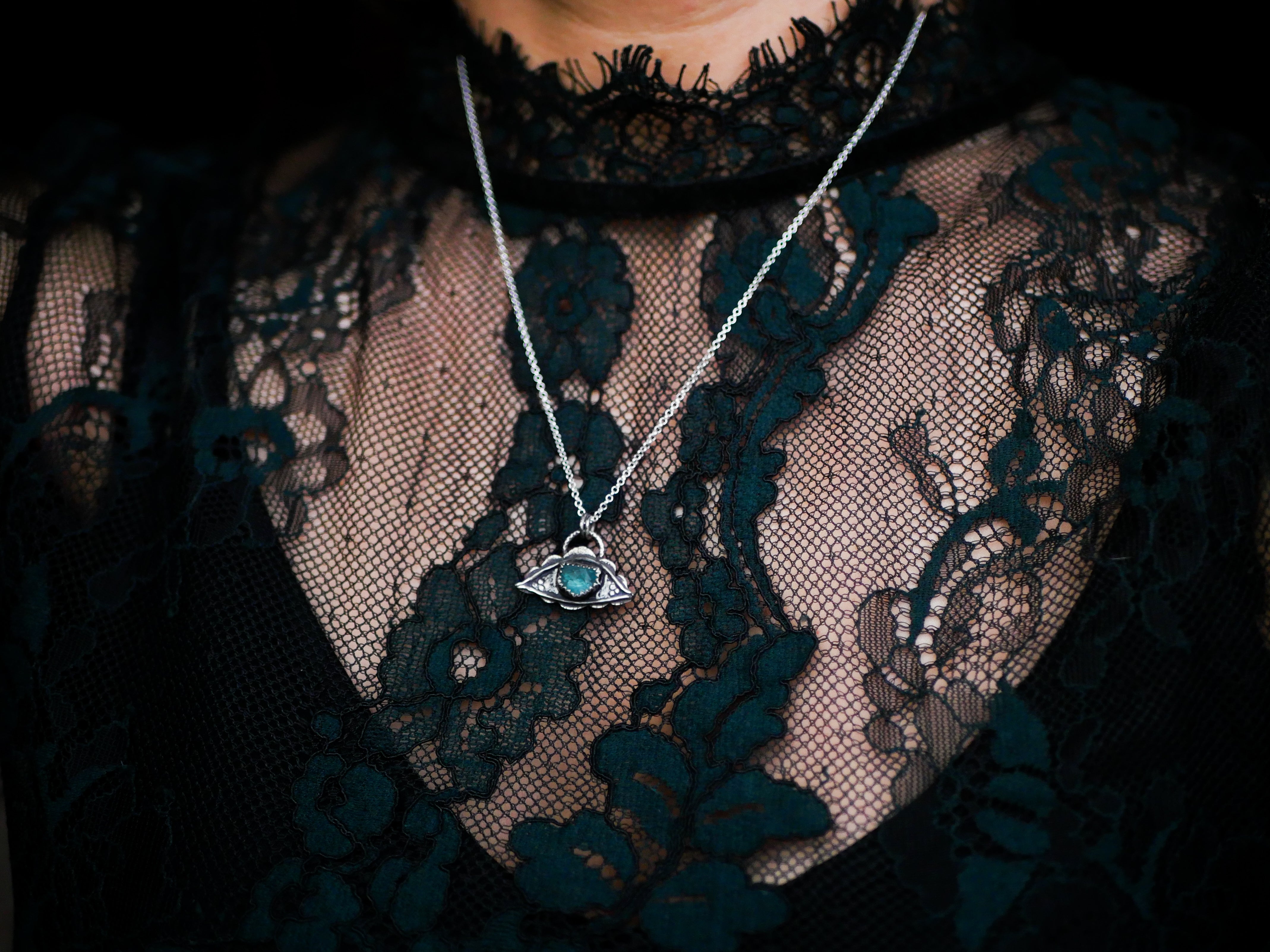 Amulette Oeil VII - Apatite & Argent 925