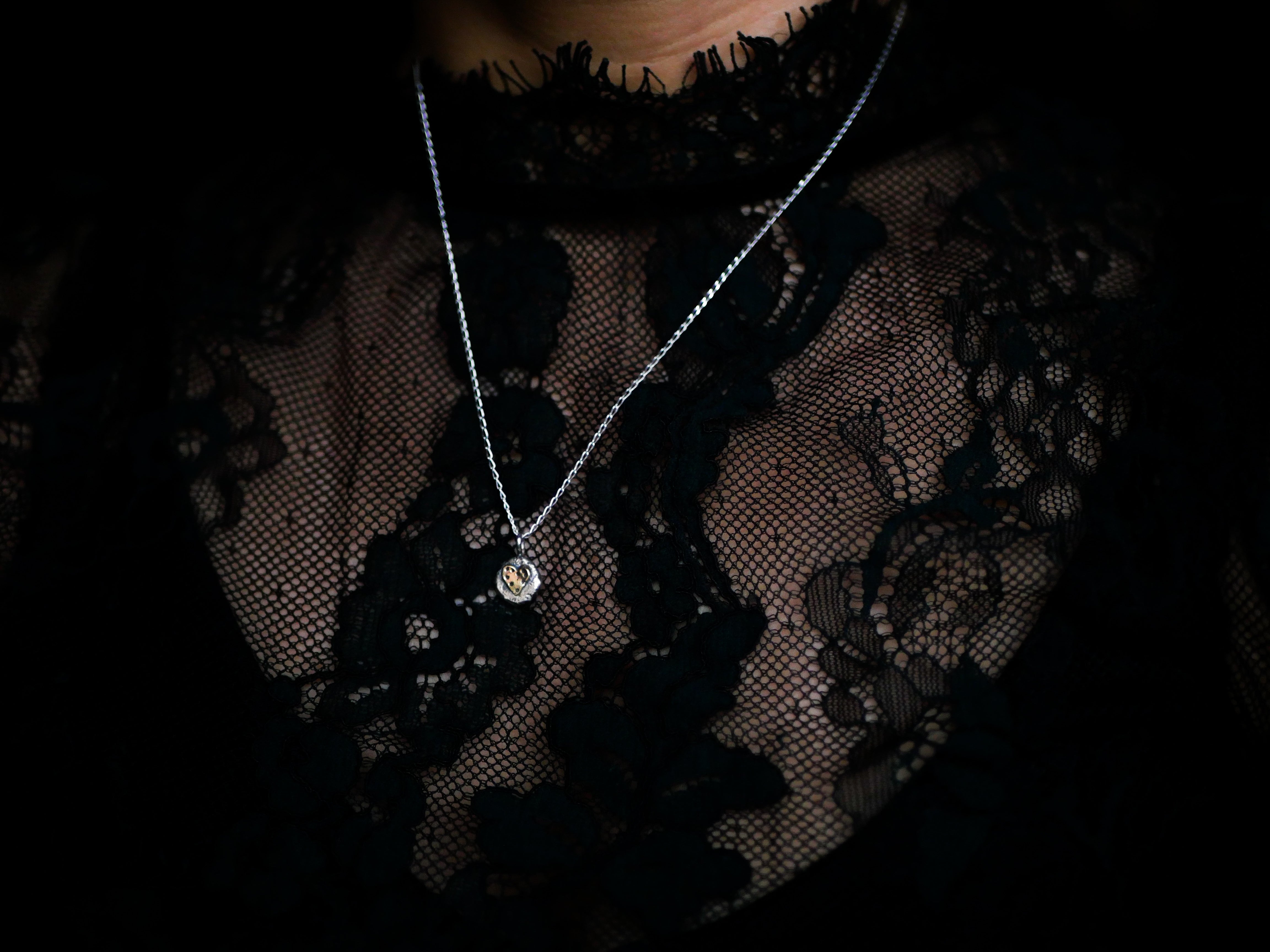 Amulette Pépite Coeur - Argent 925 & Laiton