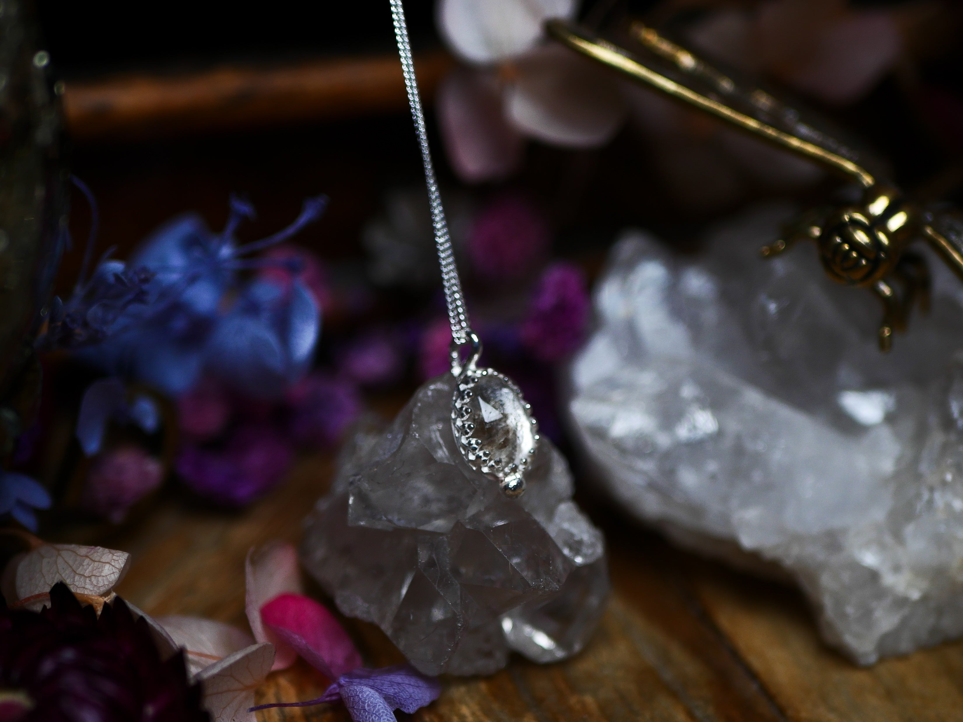 Collier "Simple" Diamant d'Herkimer - Argent 925