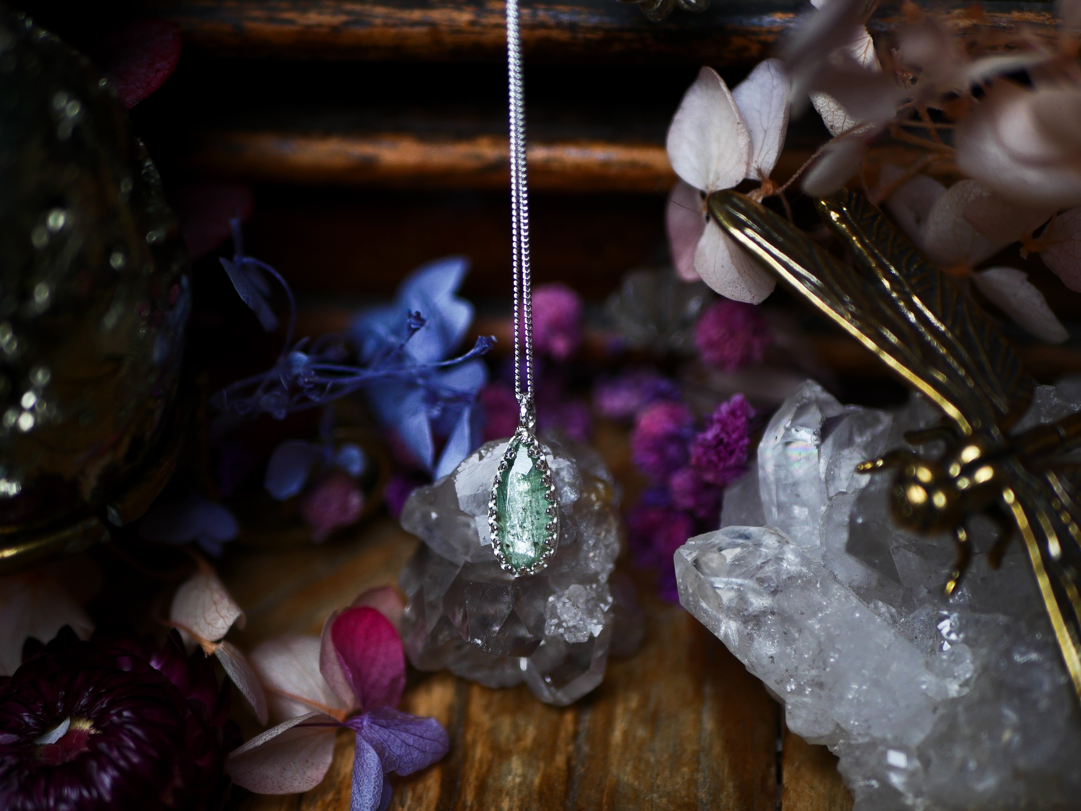 Collier "Simple" Kyanite Verte - Argent 925