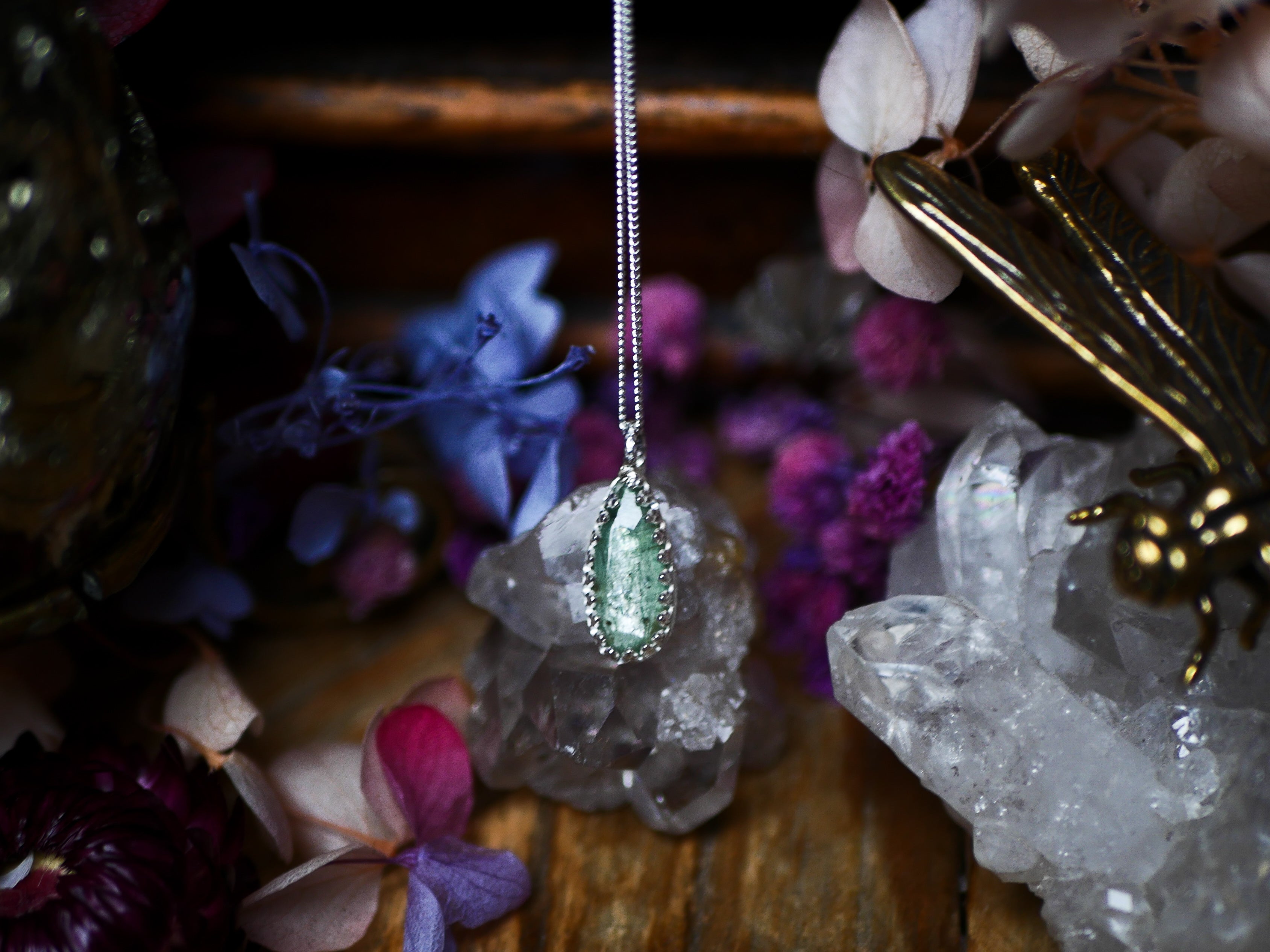 Collier "Simple" Kyanite Verte - Argent 925