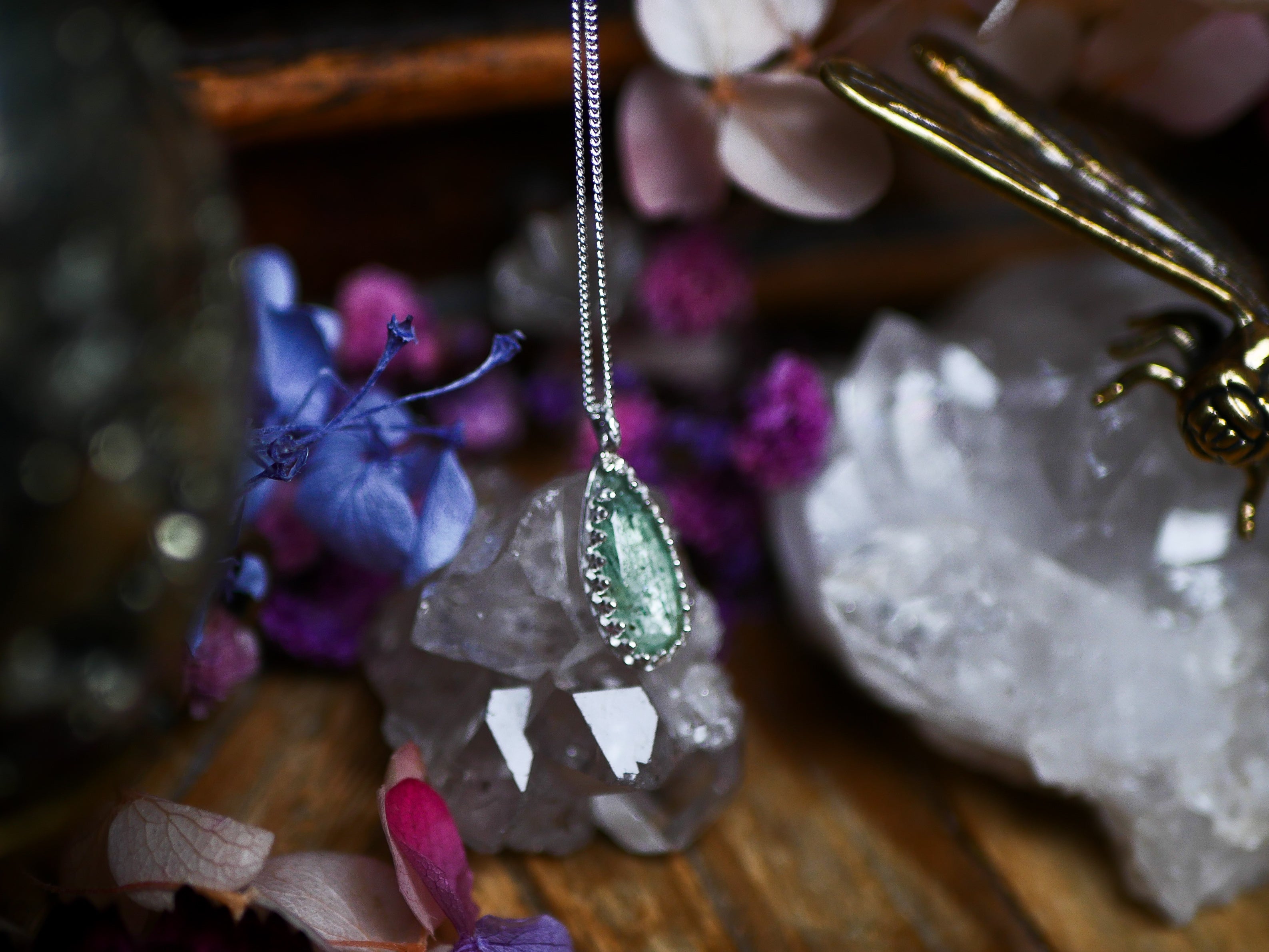 Collier "Simple" Kyanite Verte - Argent 925