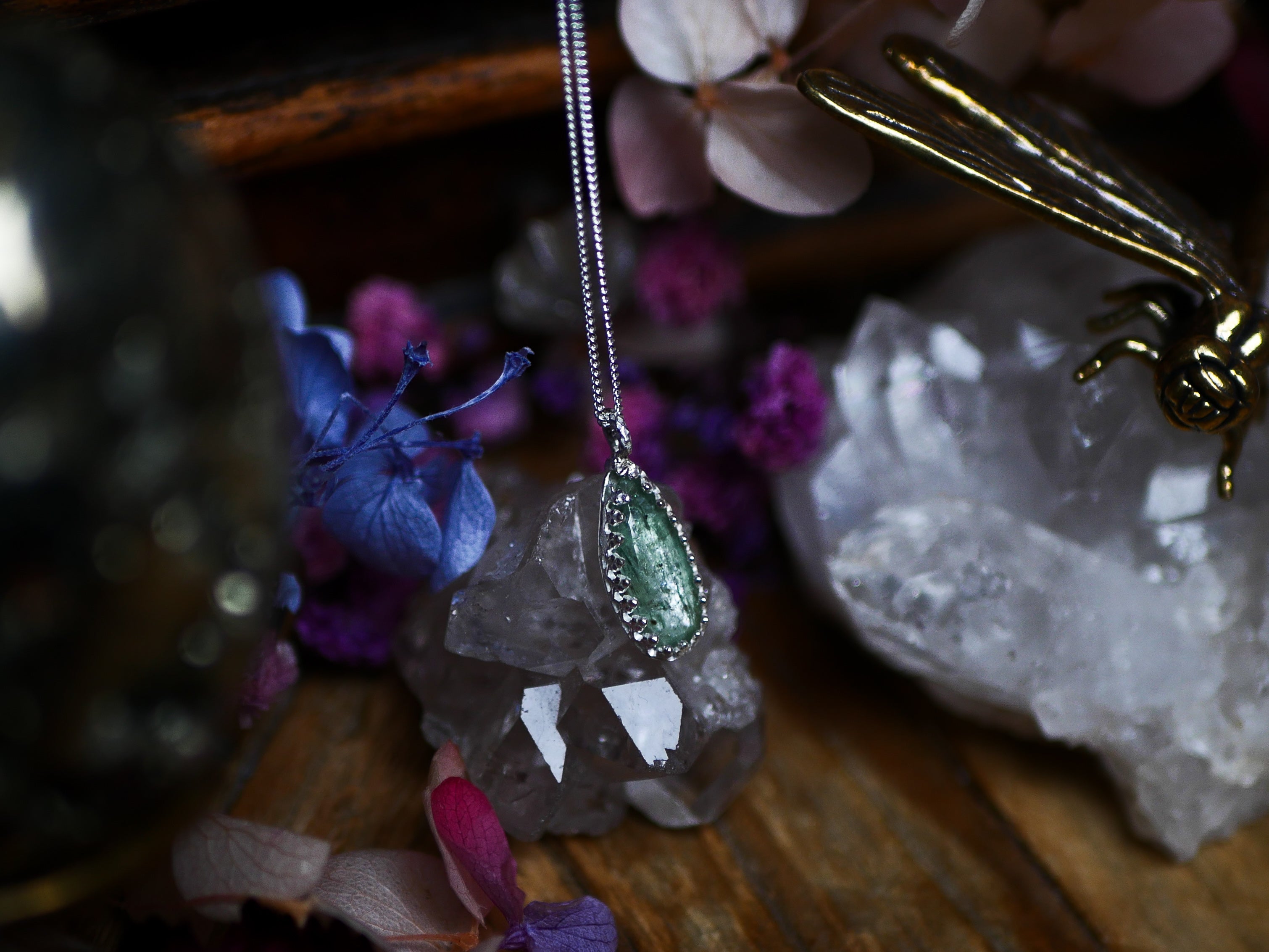 Collier "Simple" Kyanite Verte - Argent 925