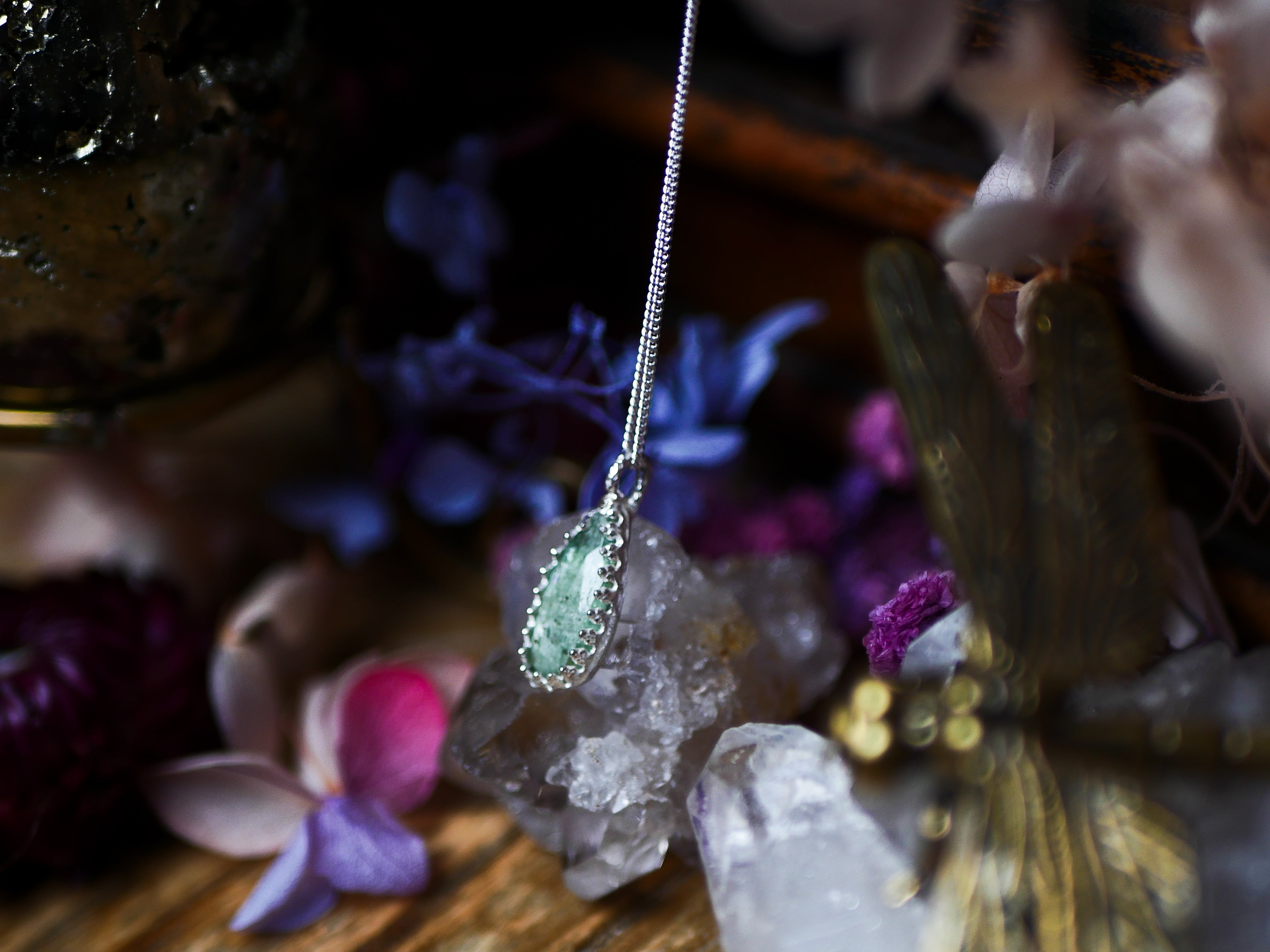 Collier "Simple" Kyanite Verte - Argent 925