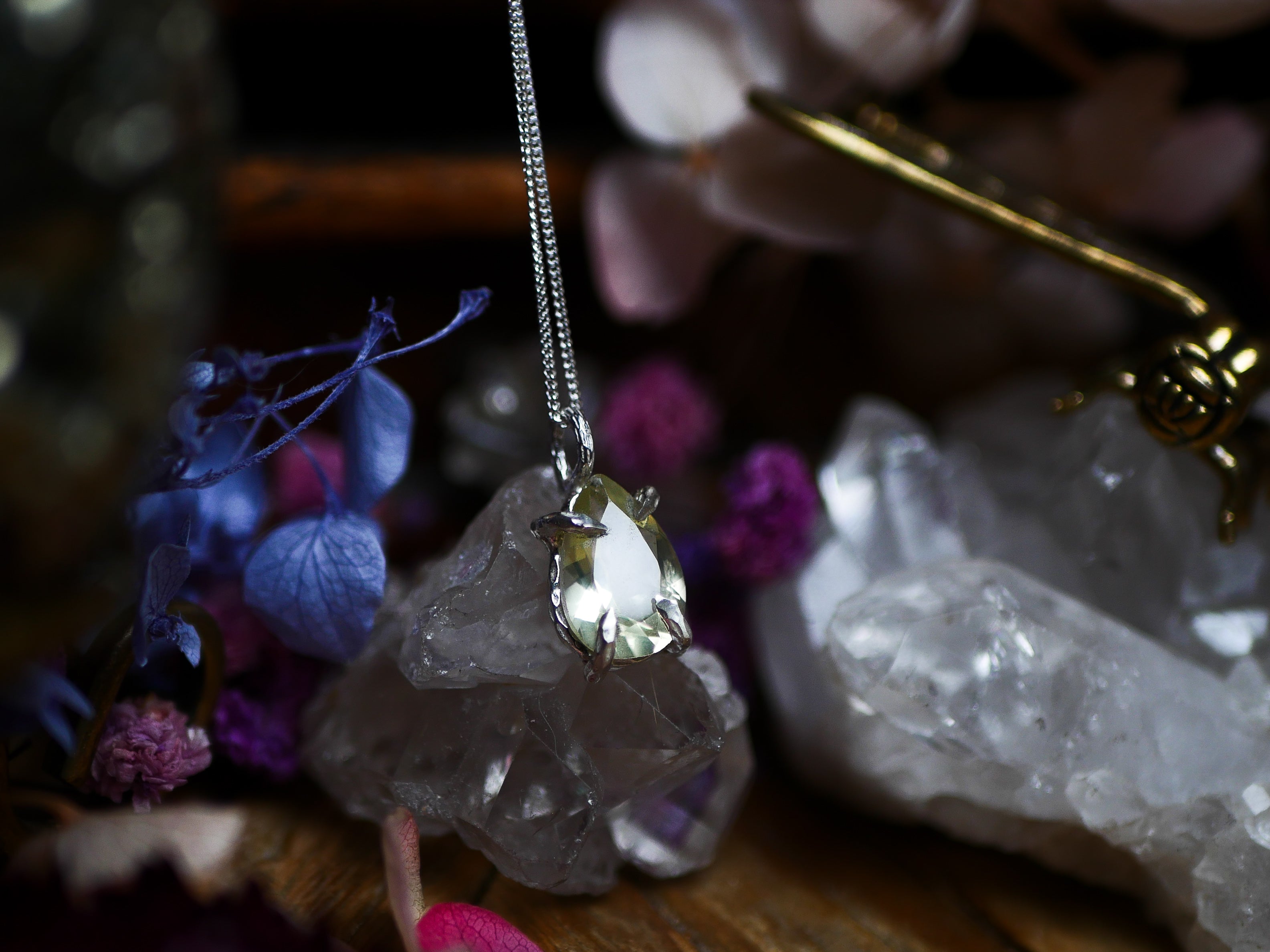 Collier "Griffe" Quartz Citron - Argent 925