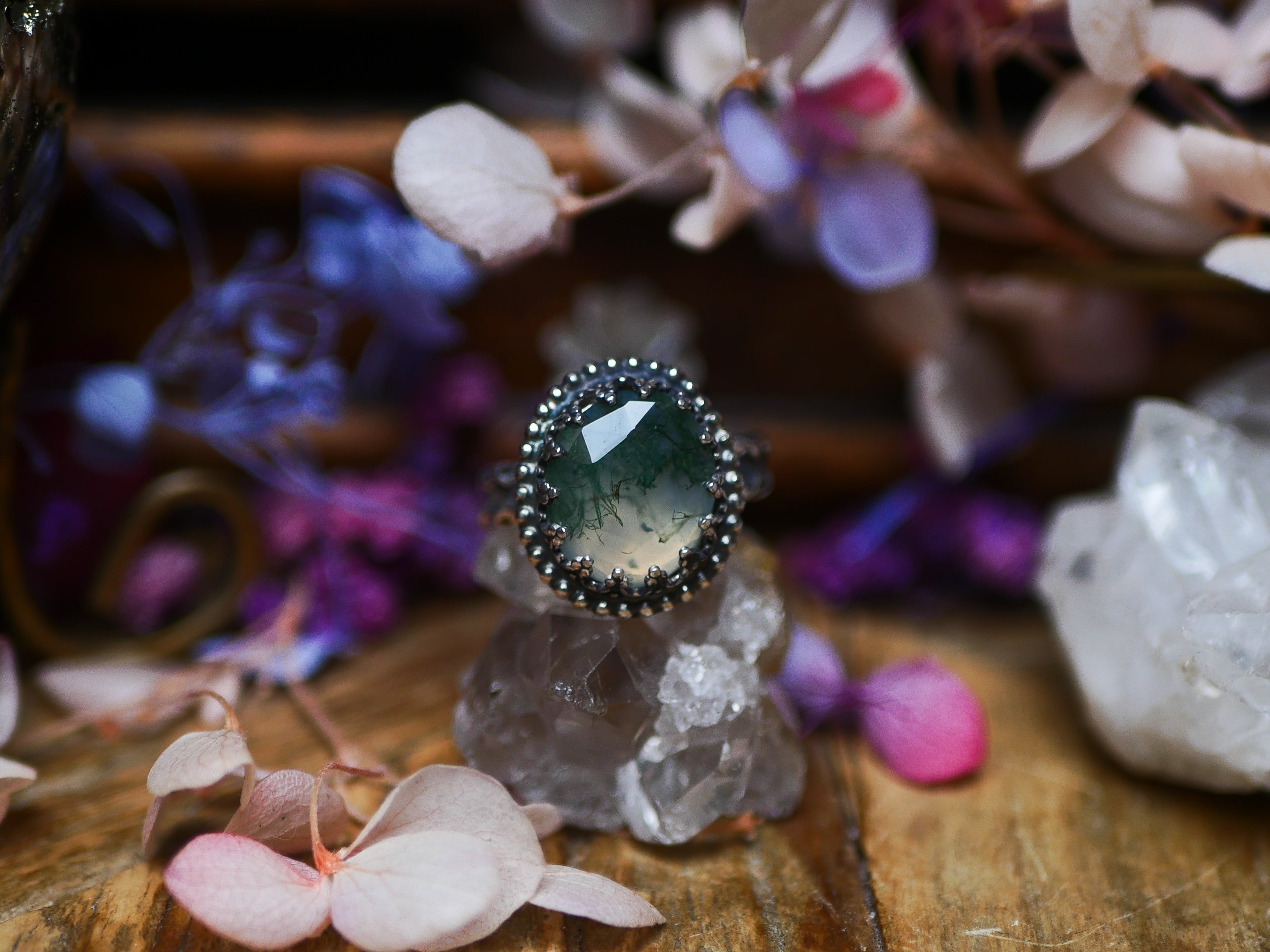 Bague Agate Mousse - Argent 925