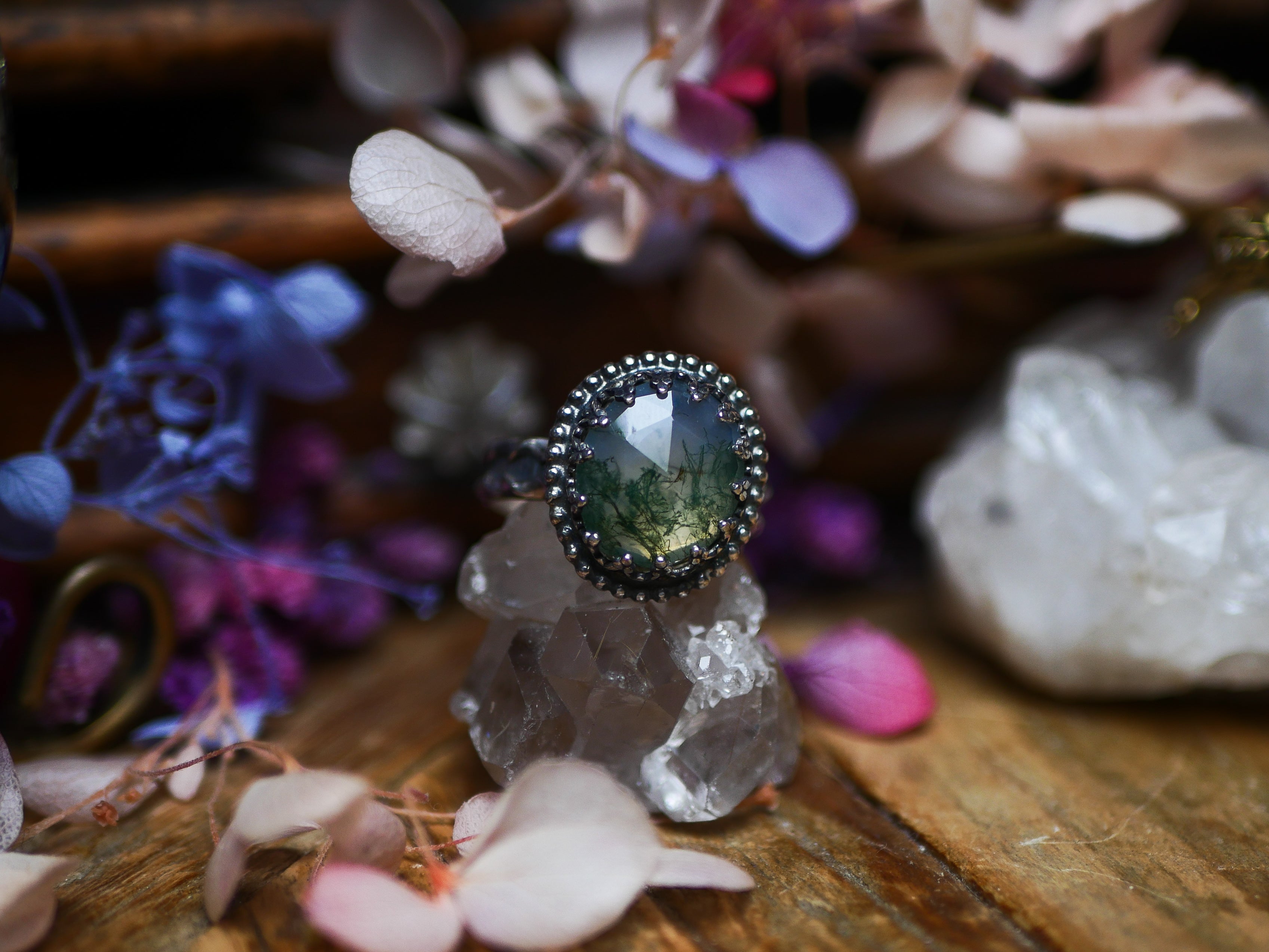 Bague Agate Mousse - Argent 925