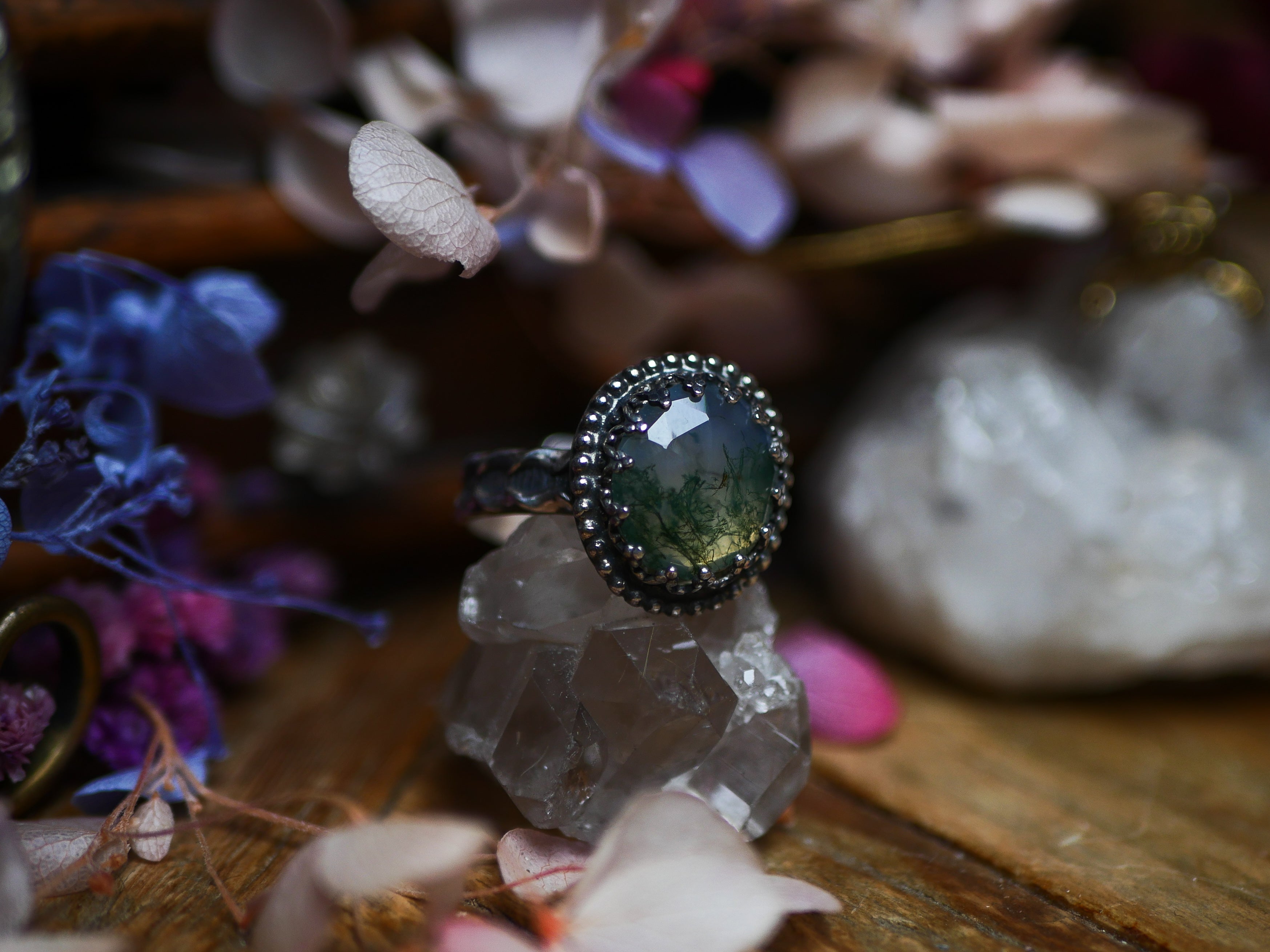 Bague Agate Mousse - Argent 925