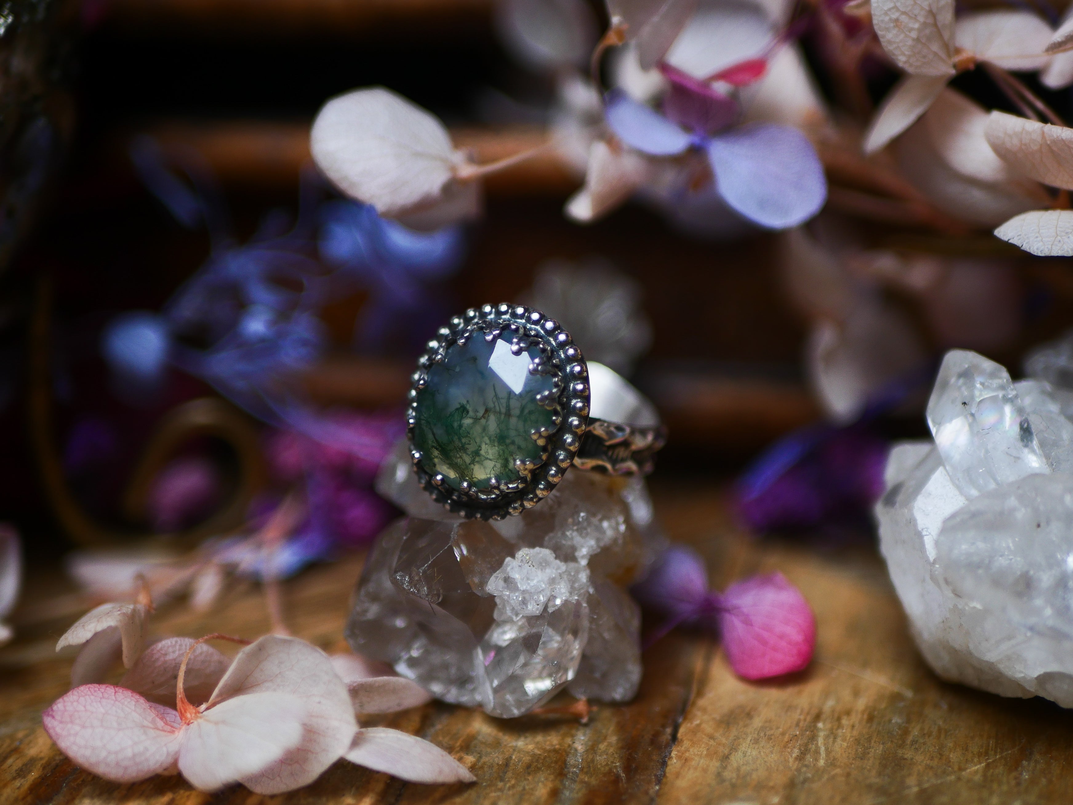 Bague Agate Mousse - Argent 925