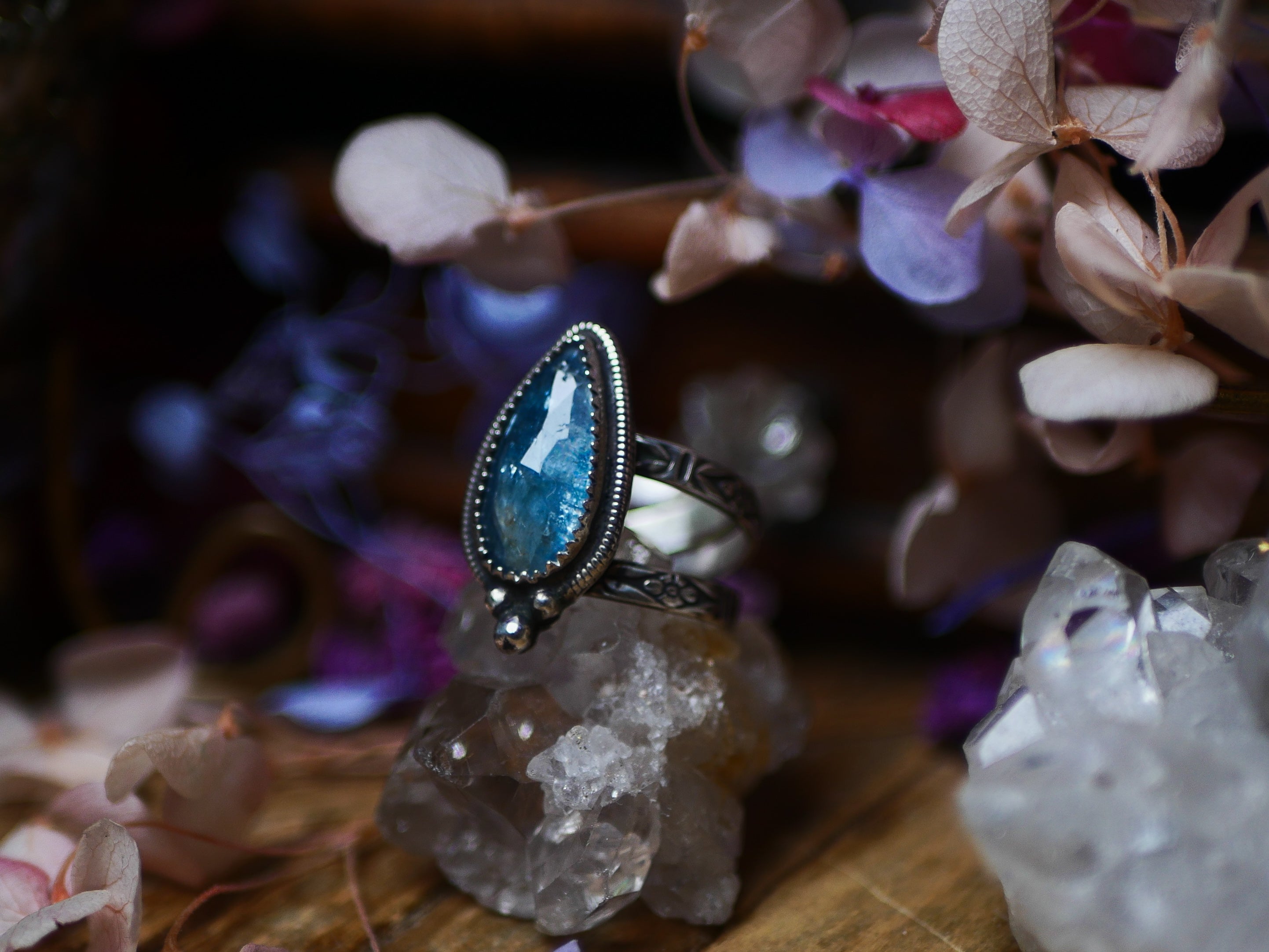 Bague réglable Kyanite bleue - Argent 925