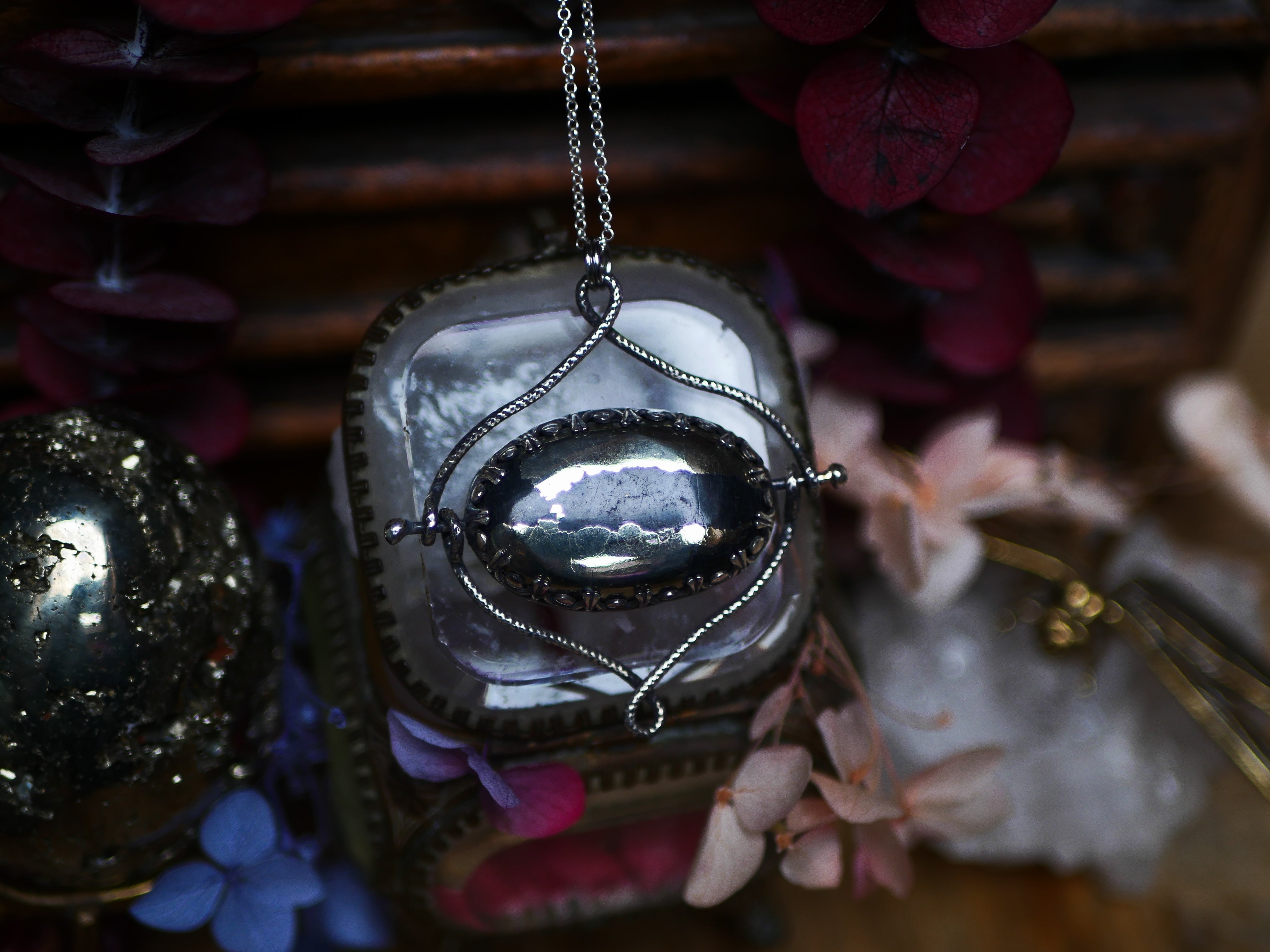 Talisman réversible - Pyrite sur schiste & Topaze impériale - Argent 925