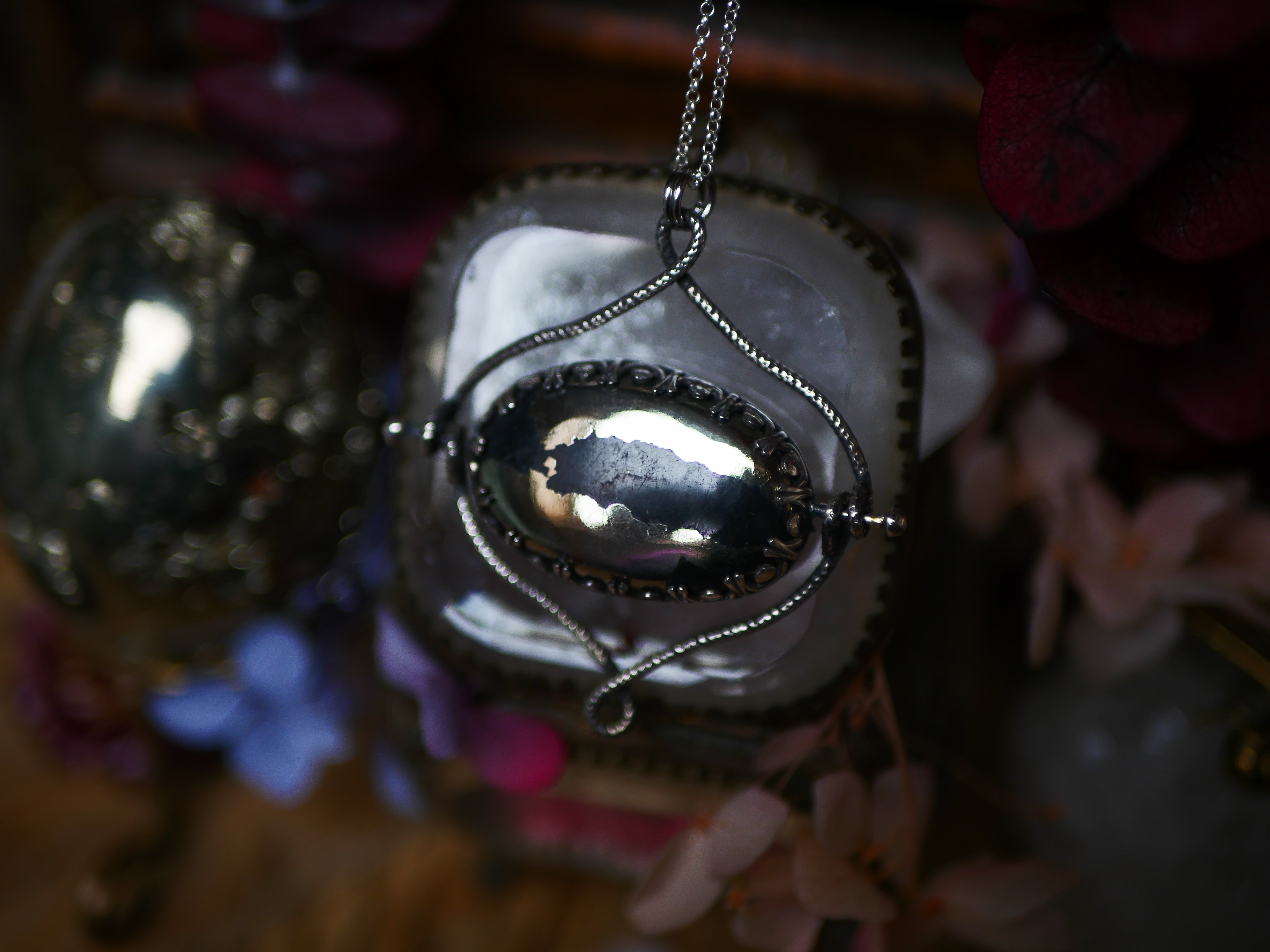 Talisman réversible - Pyrite sur schiste & Topaze impériale - Argent 925