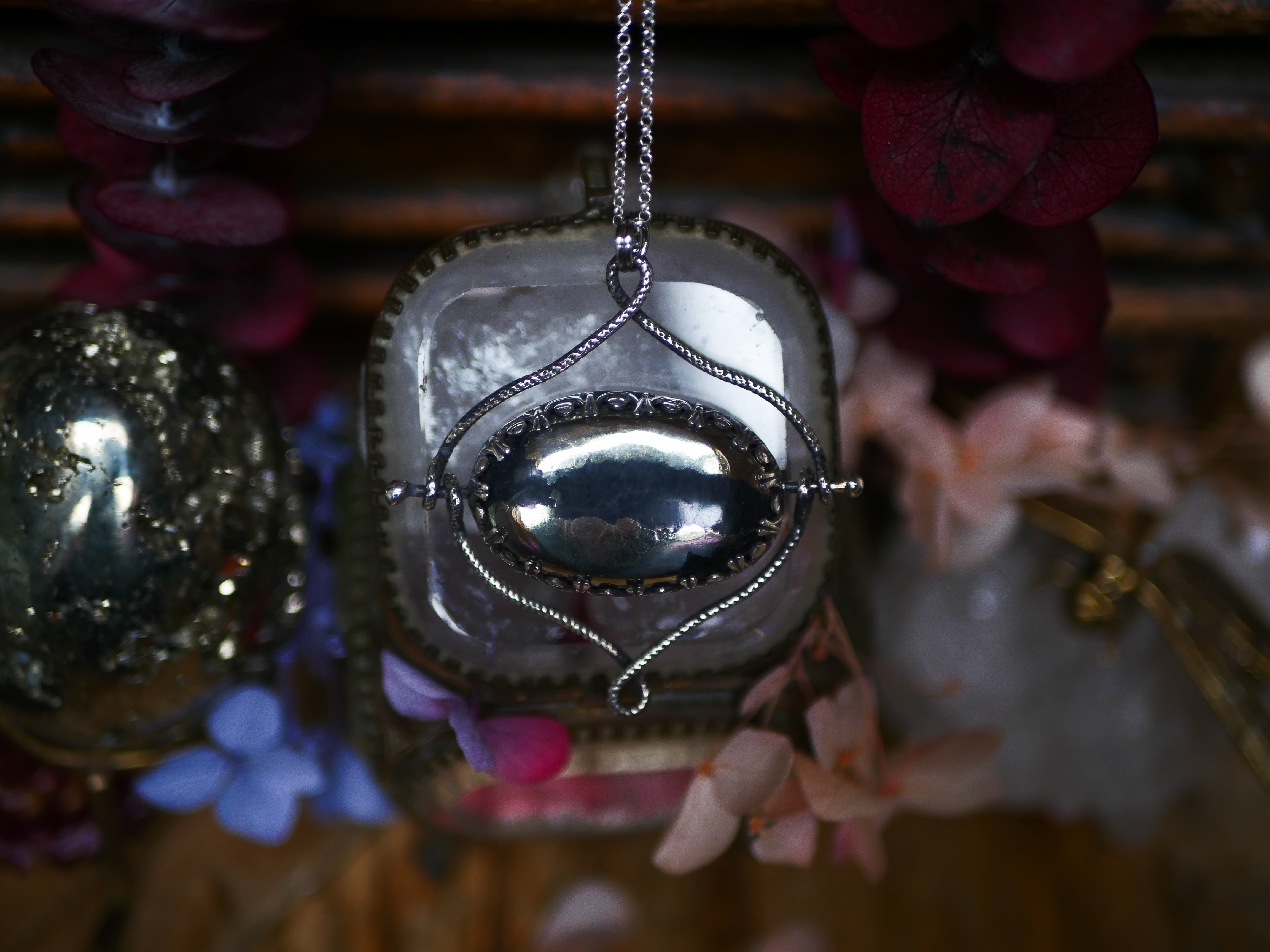 Talisman réversible - Pyrite sur schiste & Topaze impériale - Argent 925