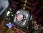Charger l&#39;image dans la galerie, Talisman réversible - Quartz Rose &amp; Diamant d&#39;Herkimer- Argent 925
