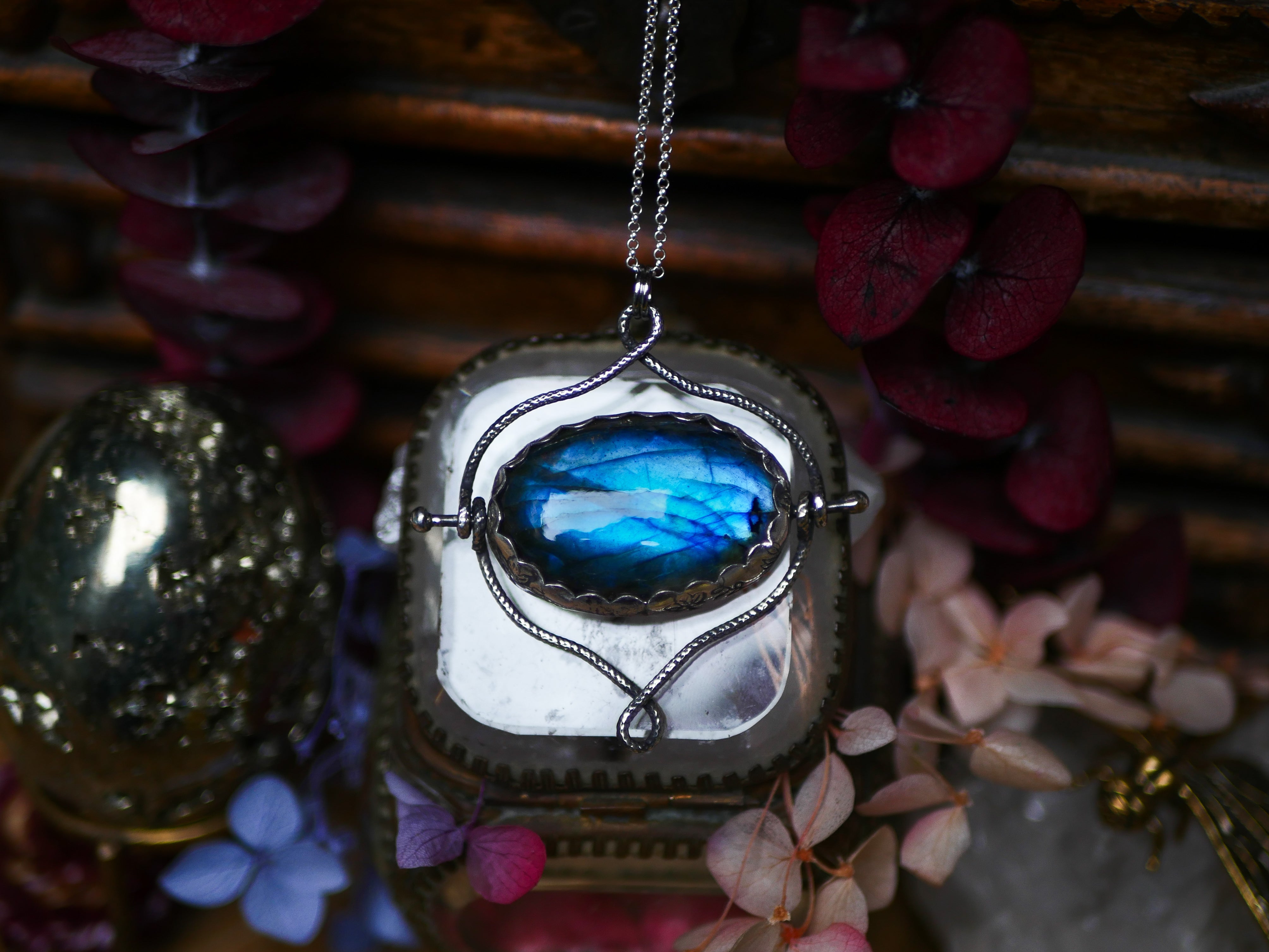 Talisman réversible - Labradorite & Péridot - Argent 925