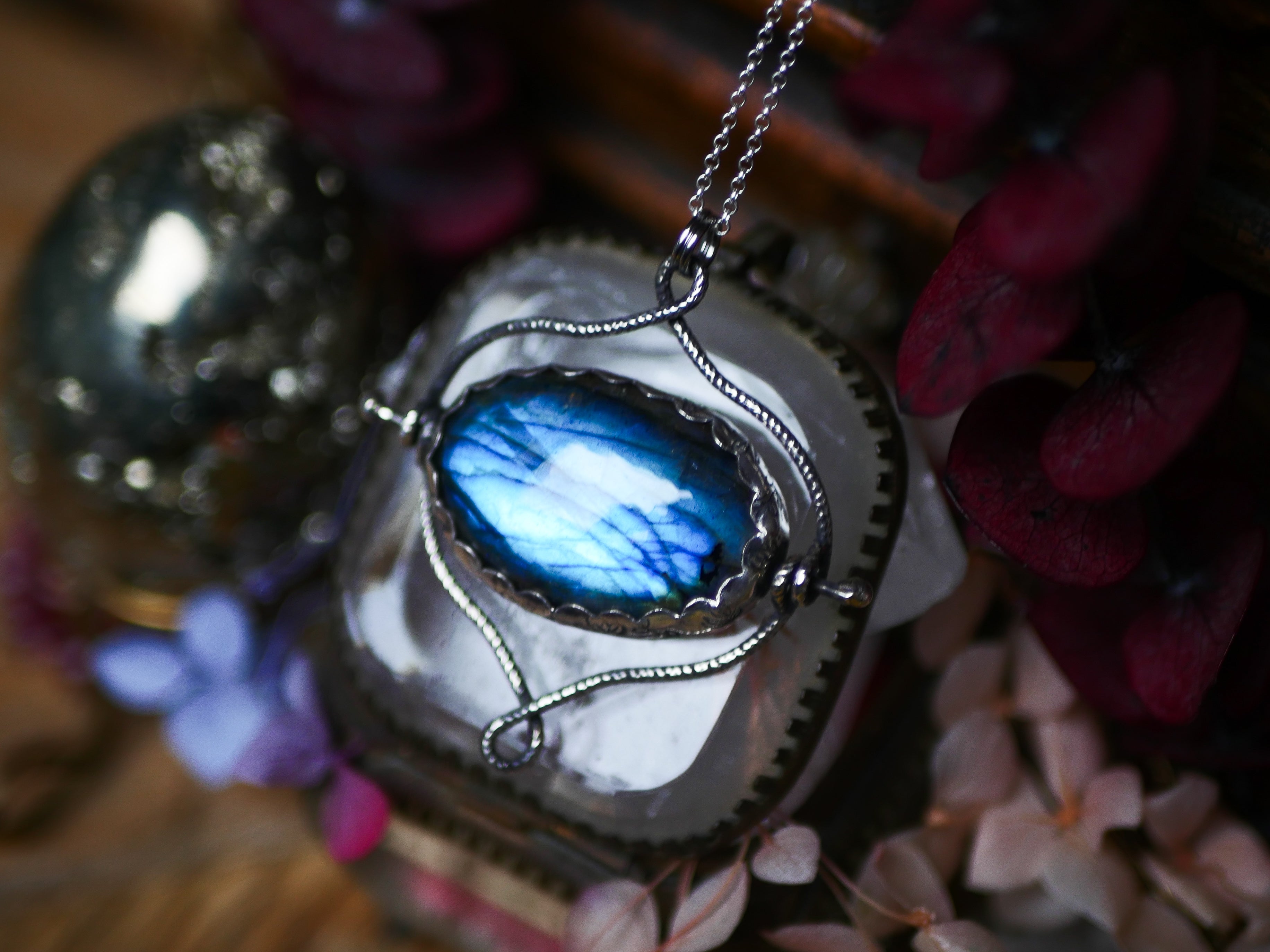 Talisman réversible - Labradorite & Péridot - Argent 925