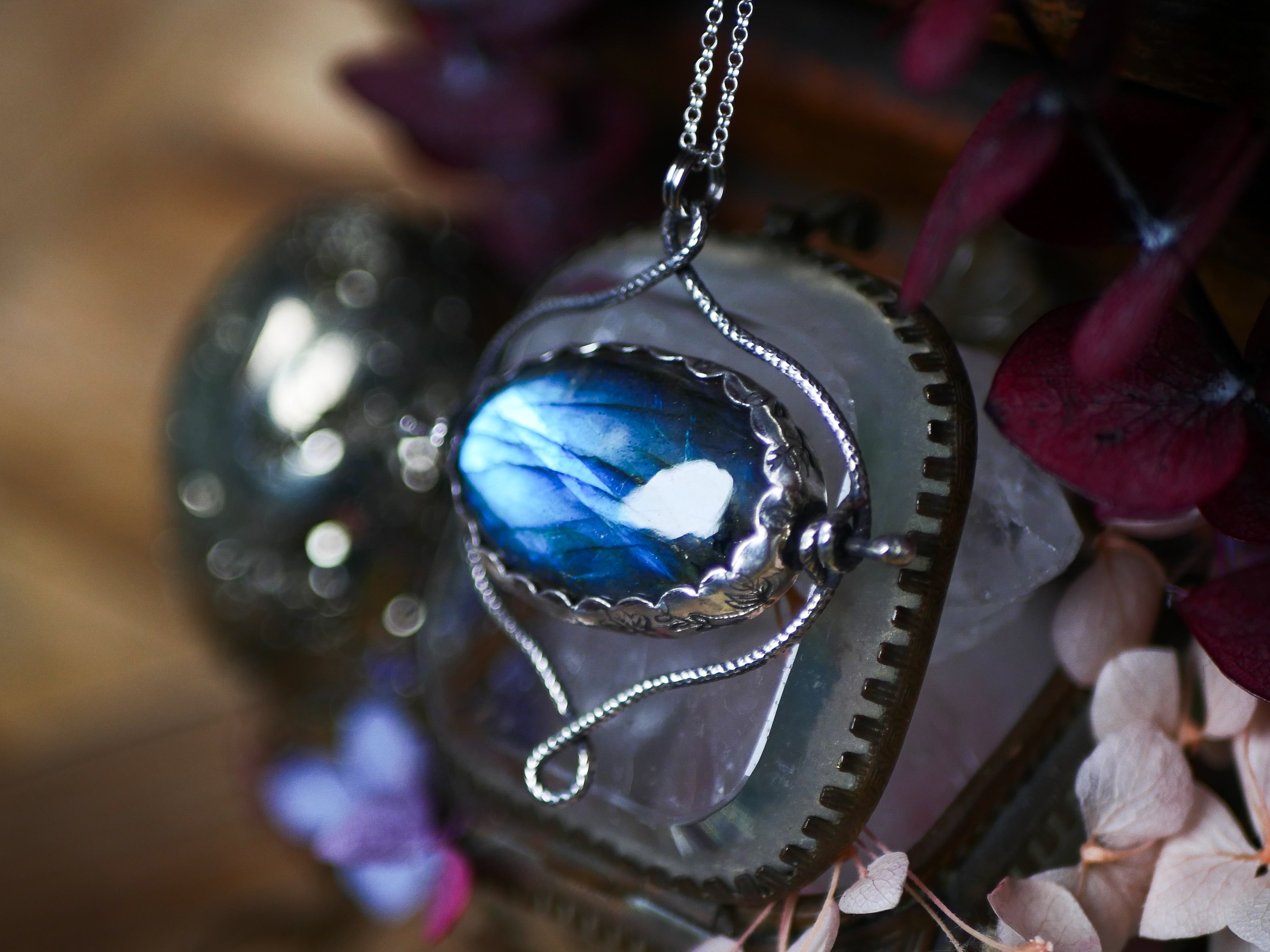 Talisman réversible - Labradorite & Péridot - Argent 925