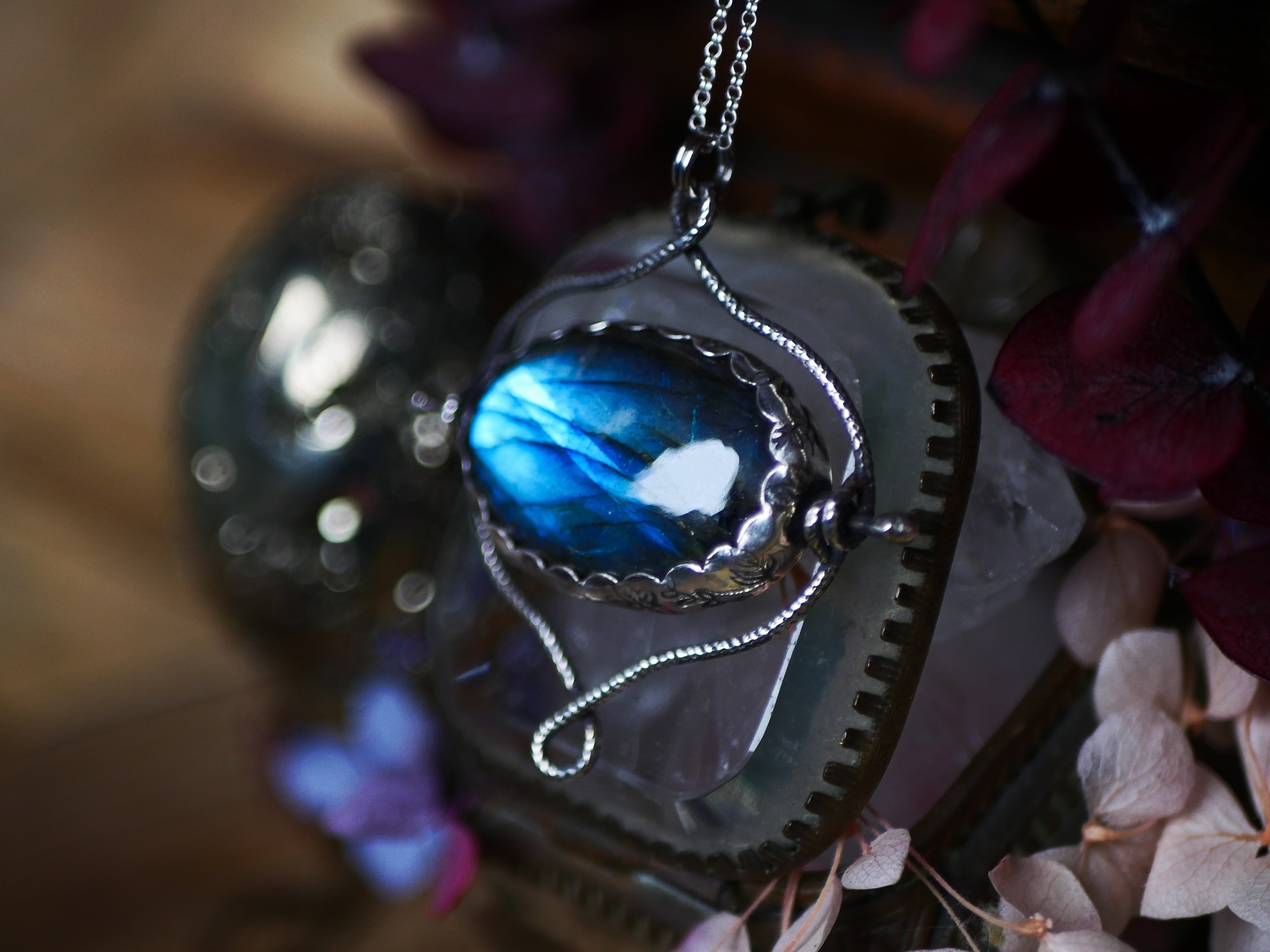 Talisman réversible - Labradorite & Péridot - Argent 925