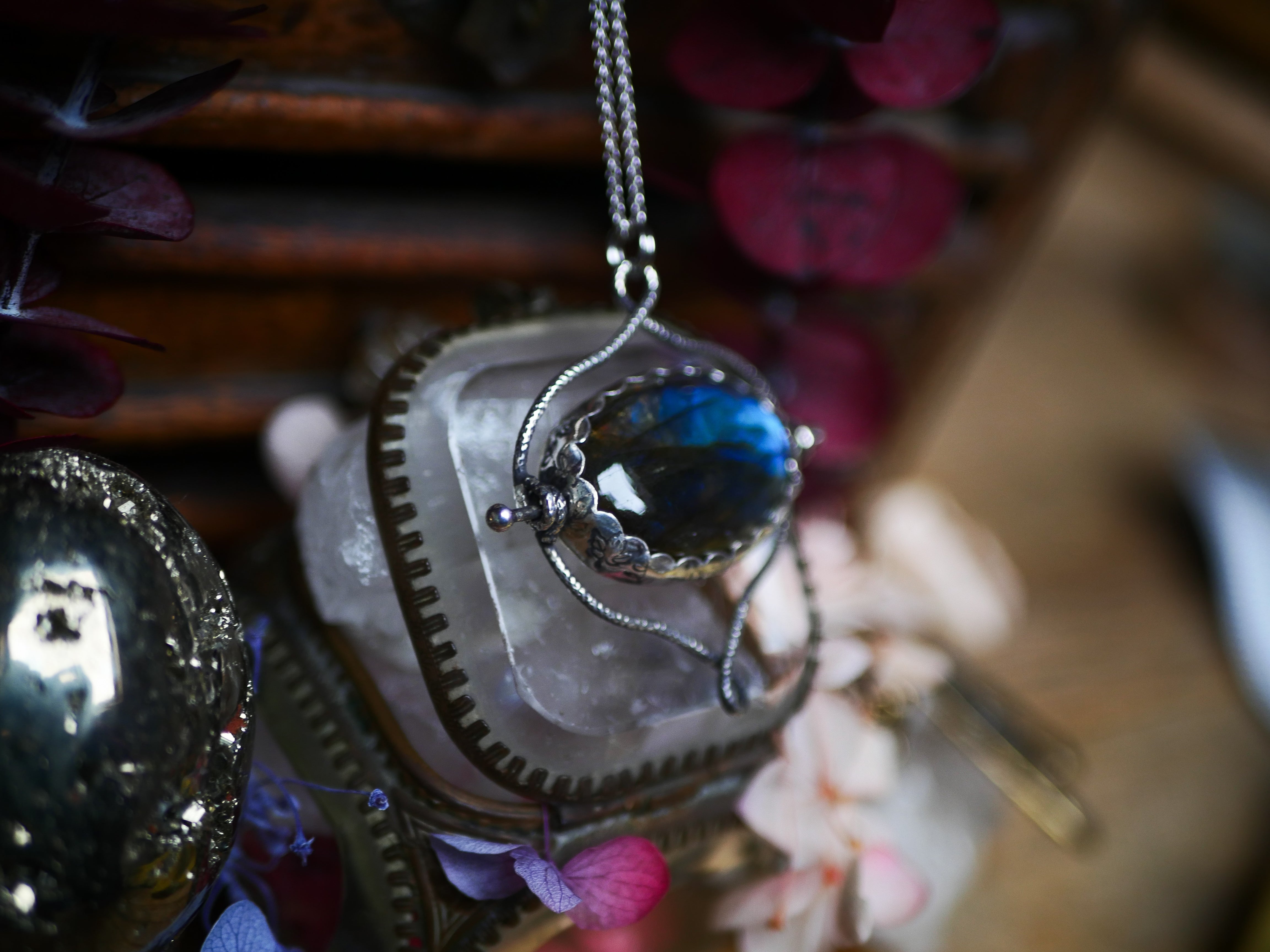 Talisman réversible - Labradorite & Péridot - Argent 925