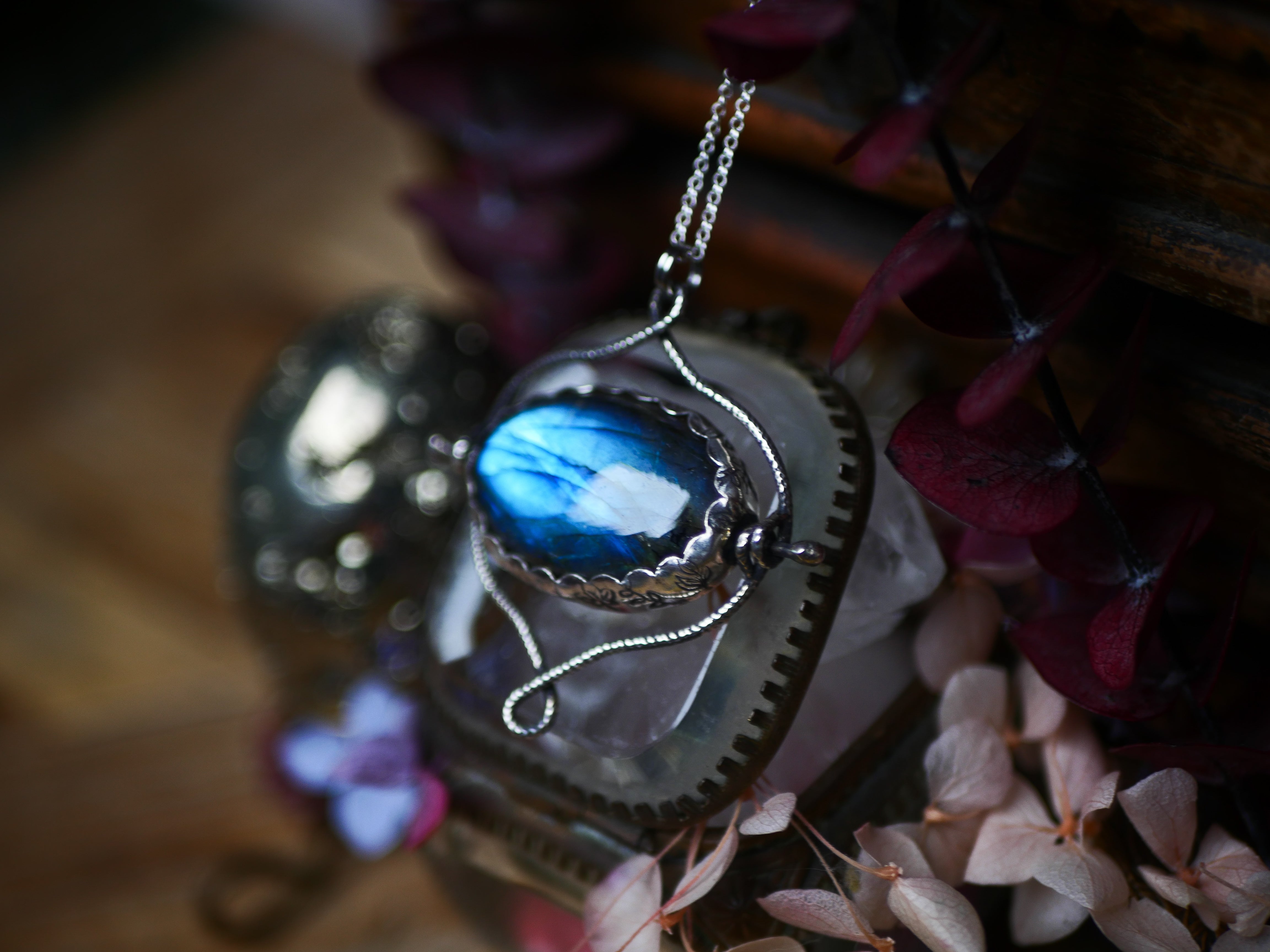 Talisman réversible - Labradorite & Péridot - Argent 925