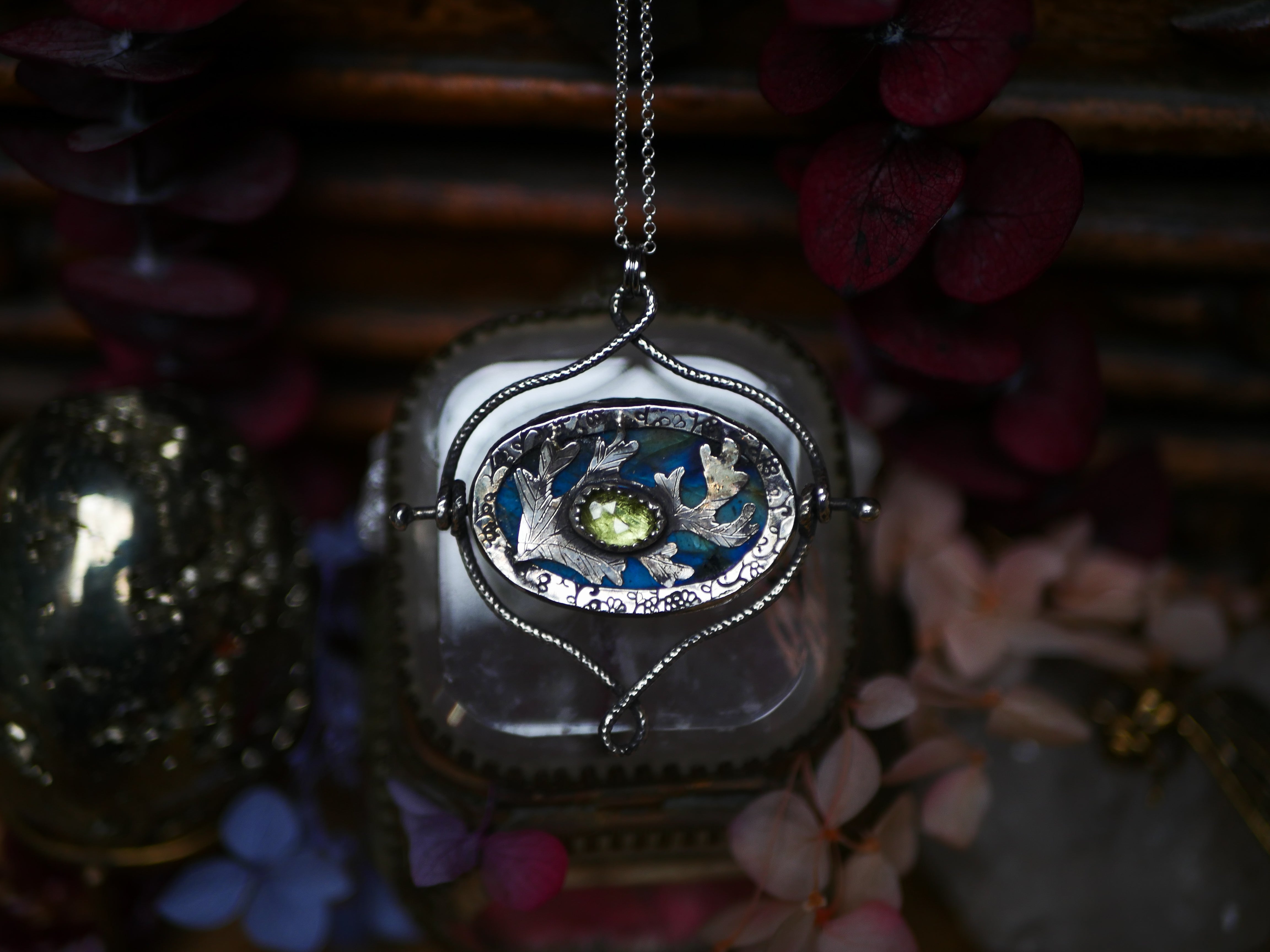 Talisman réversible - Labradorite & Péridot - Argent 925