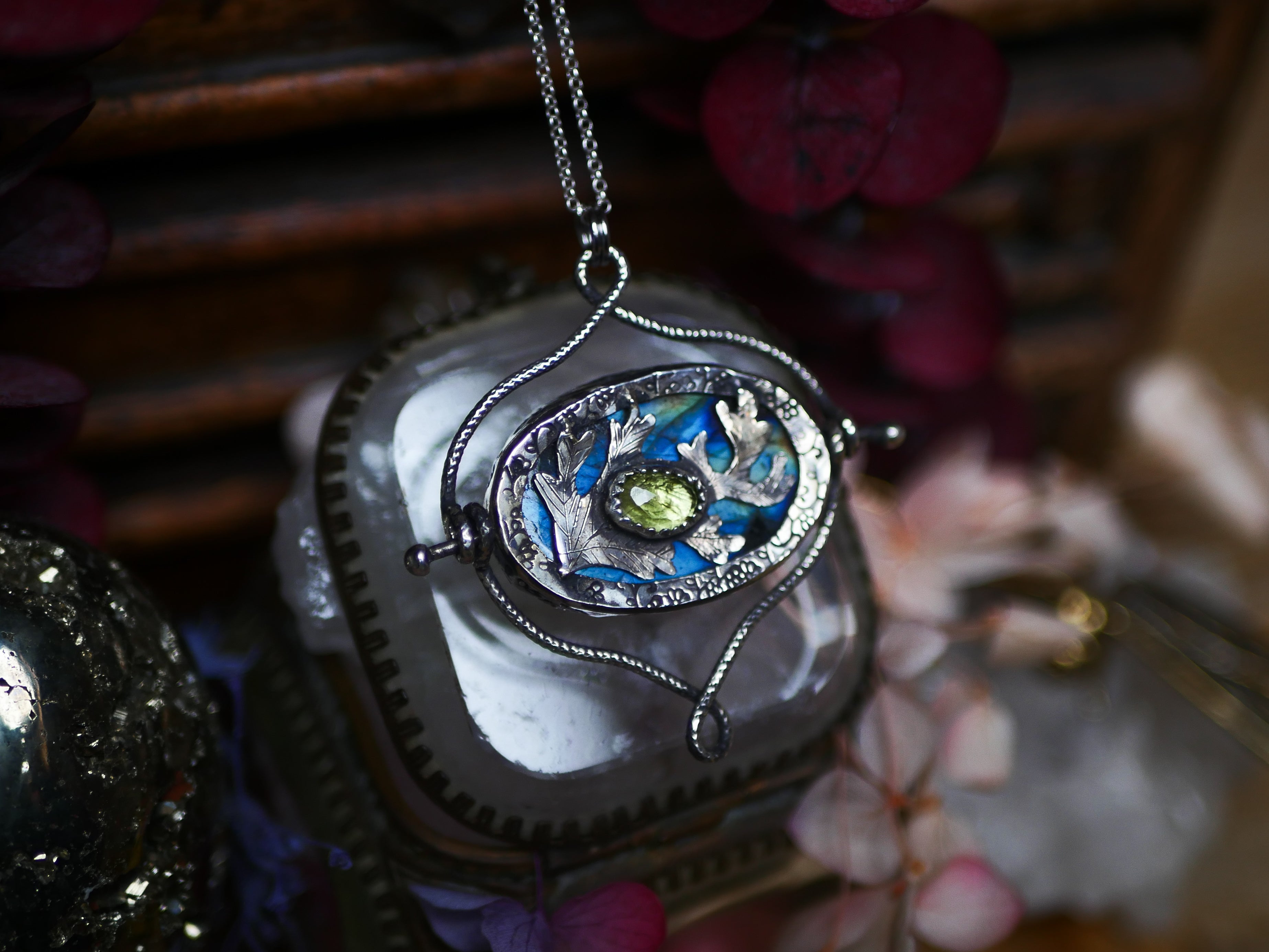 Talisman réversible - Labradorite & Péridot - Argent 925