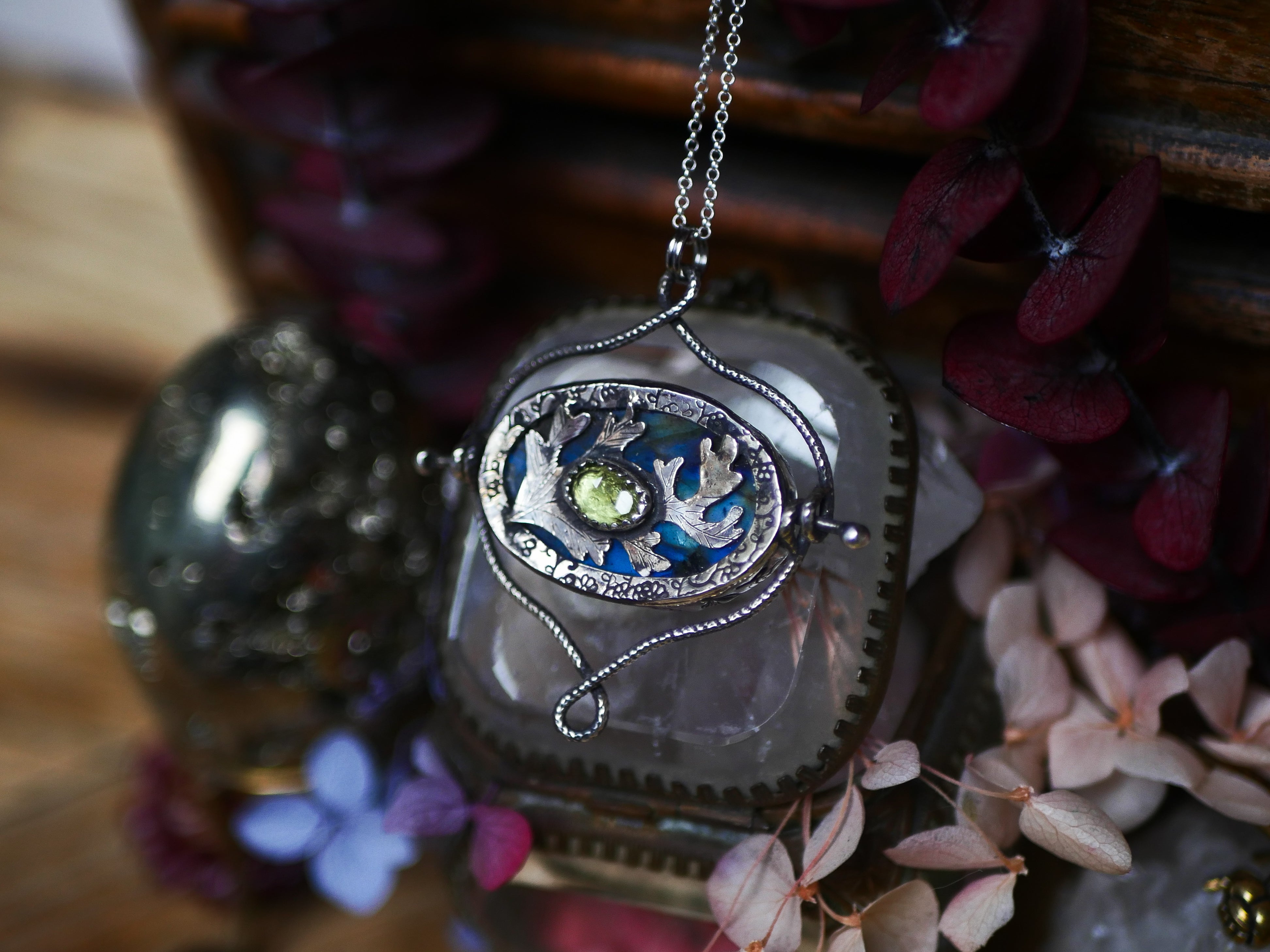 Talisman réversible - Labradorite & Péridot - Argent 925