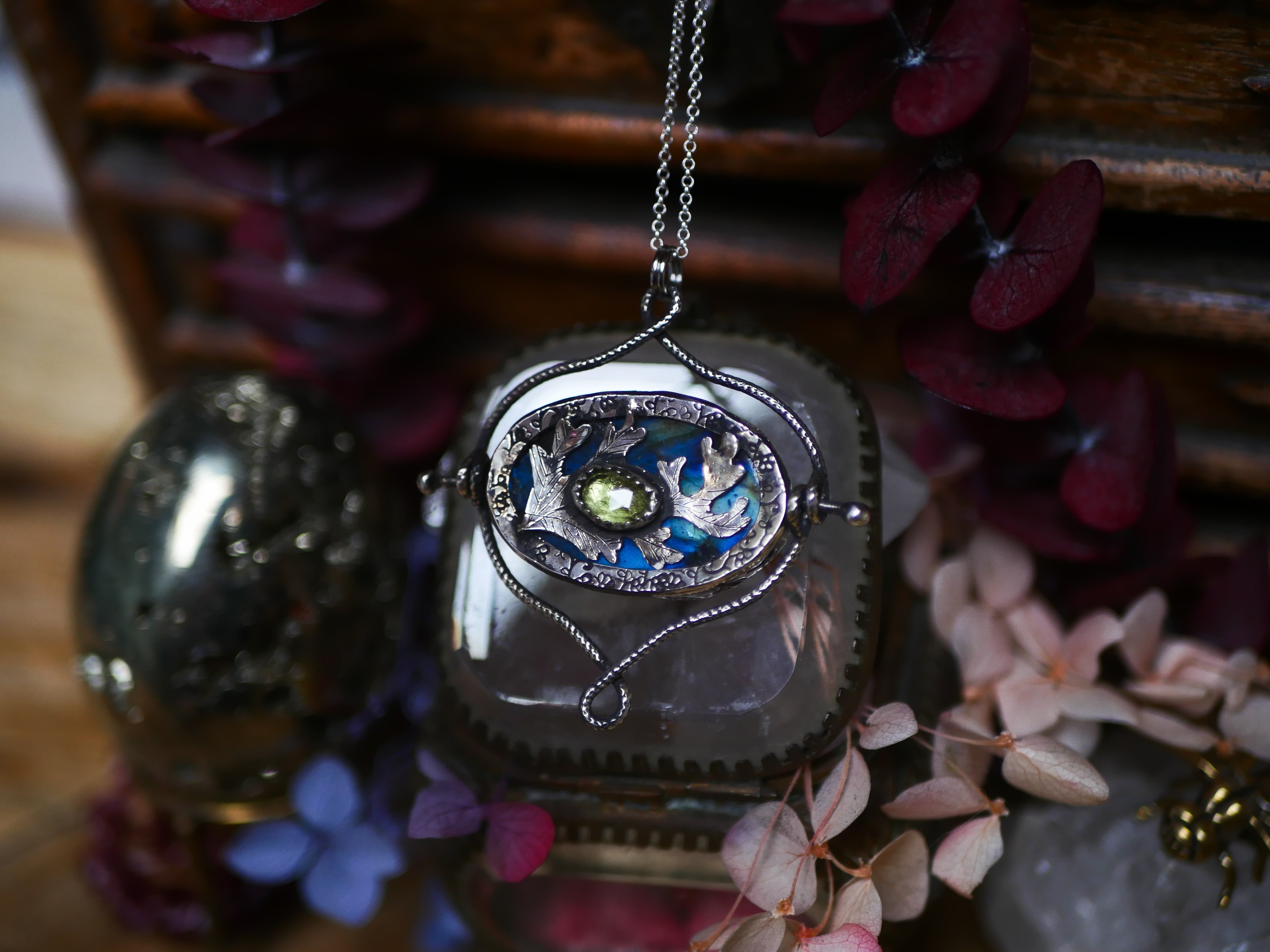 Talisman réversible - Labradorite & Péridot - Argent 925