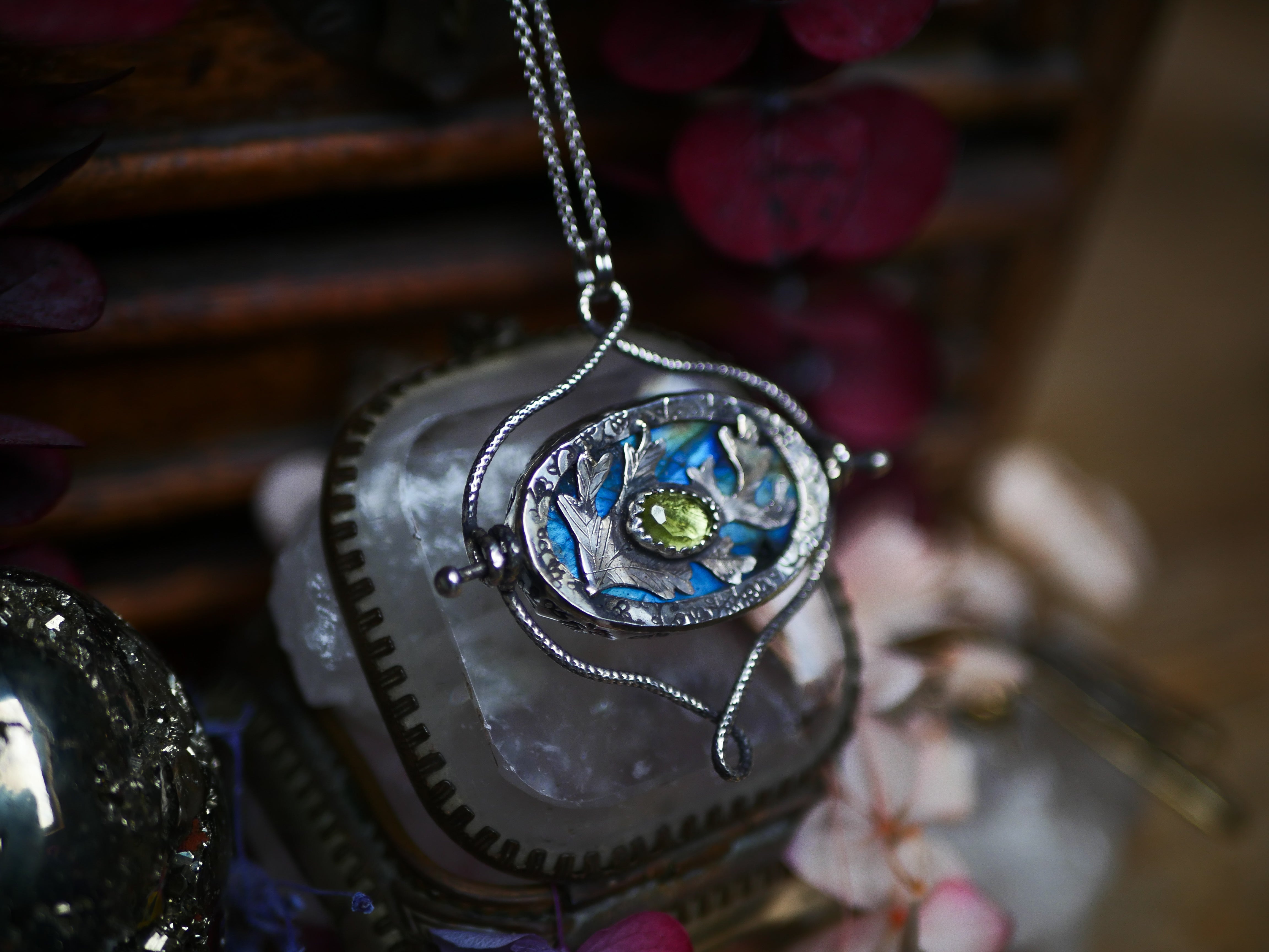 Talisman réversible - Labradorite & Péridot - Argent 925