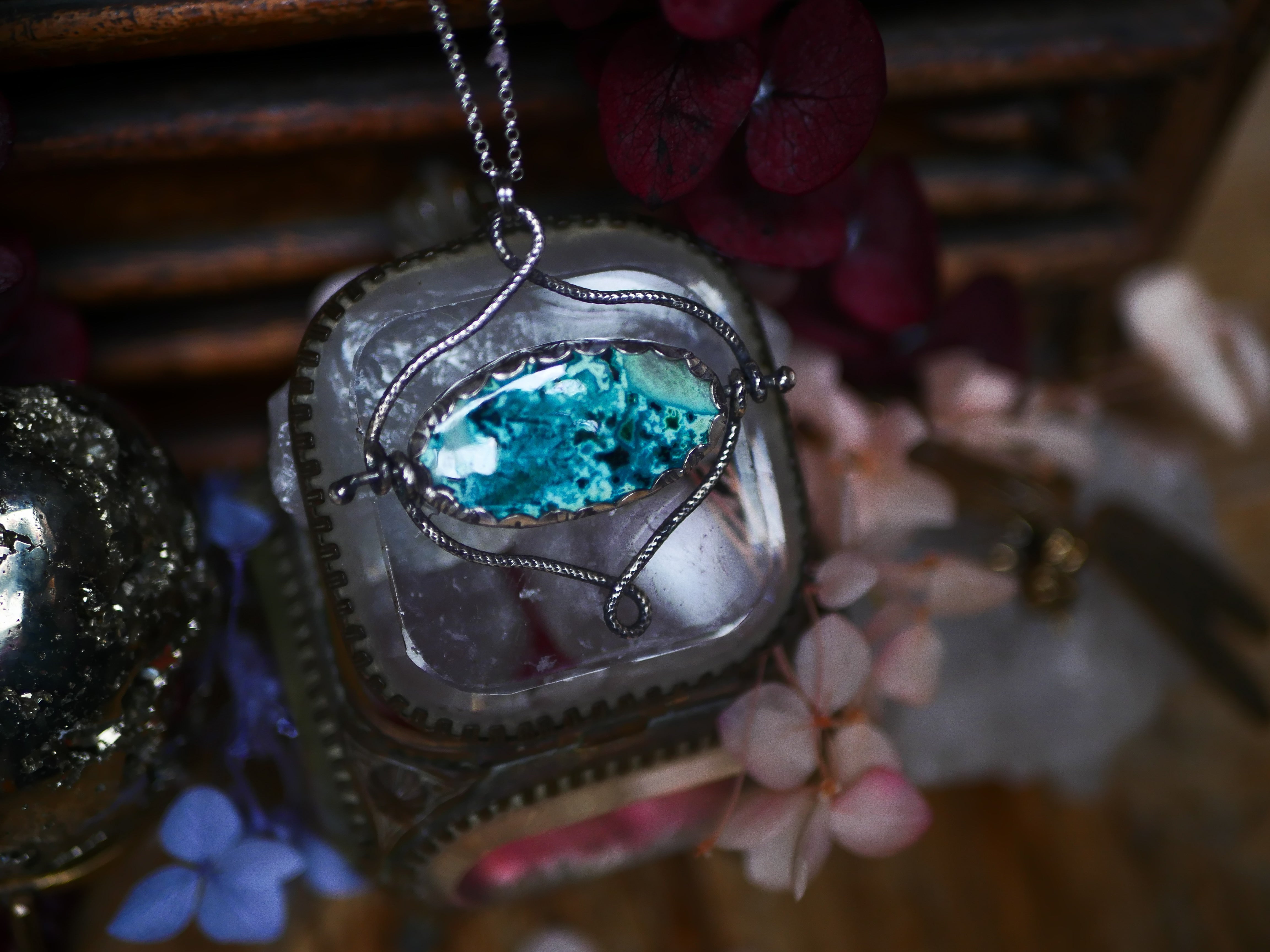 Talisman réversible - Shattuckite & Kyanite - Argent 925