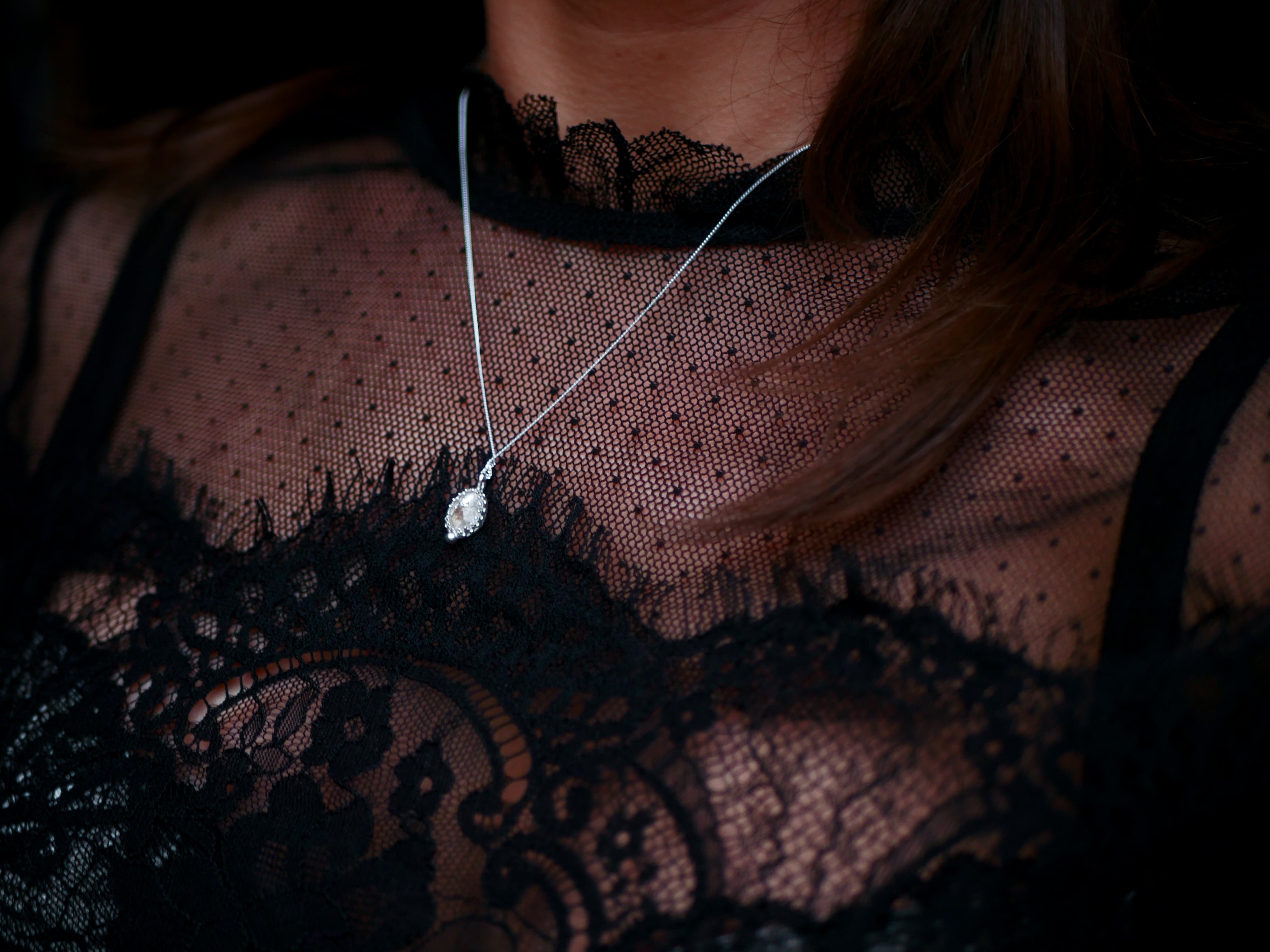Collier "Simple" Diamant d'Herkimer - Argent 925