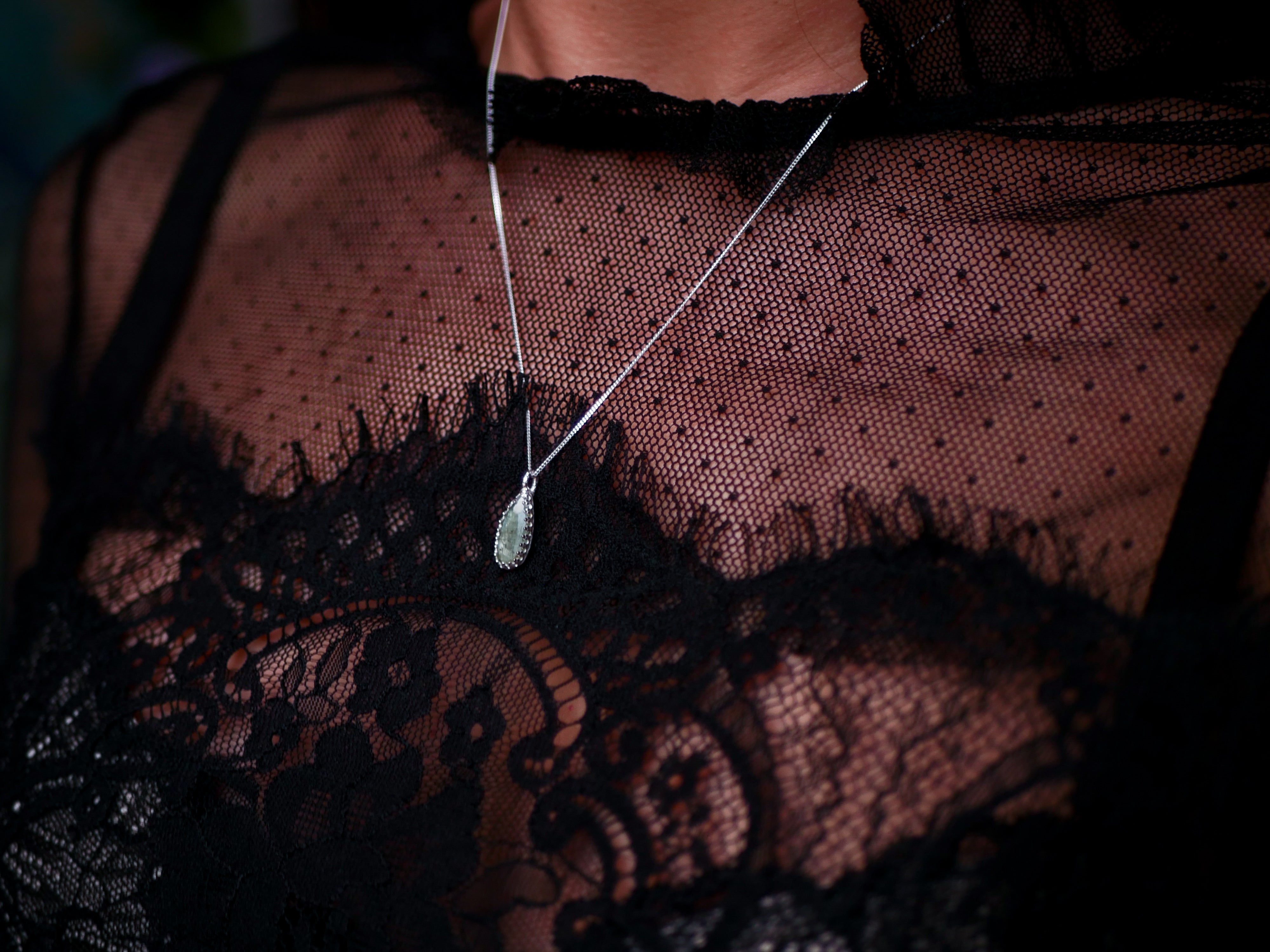 Collier "Simple" Kyanite Verte - Argent 925