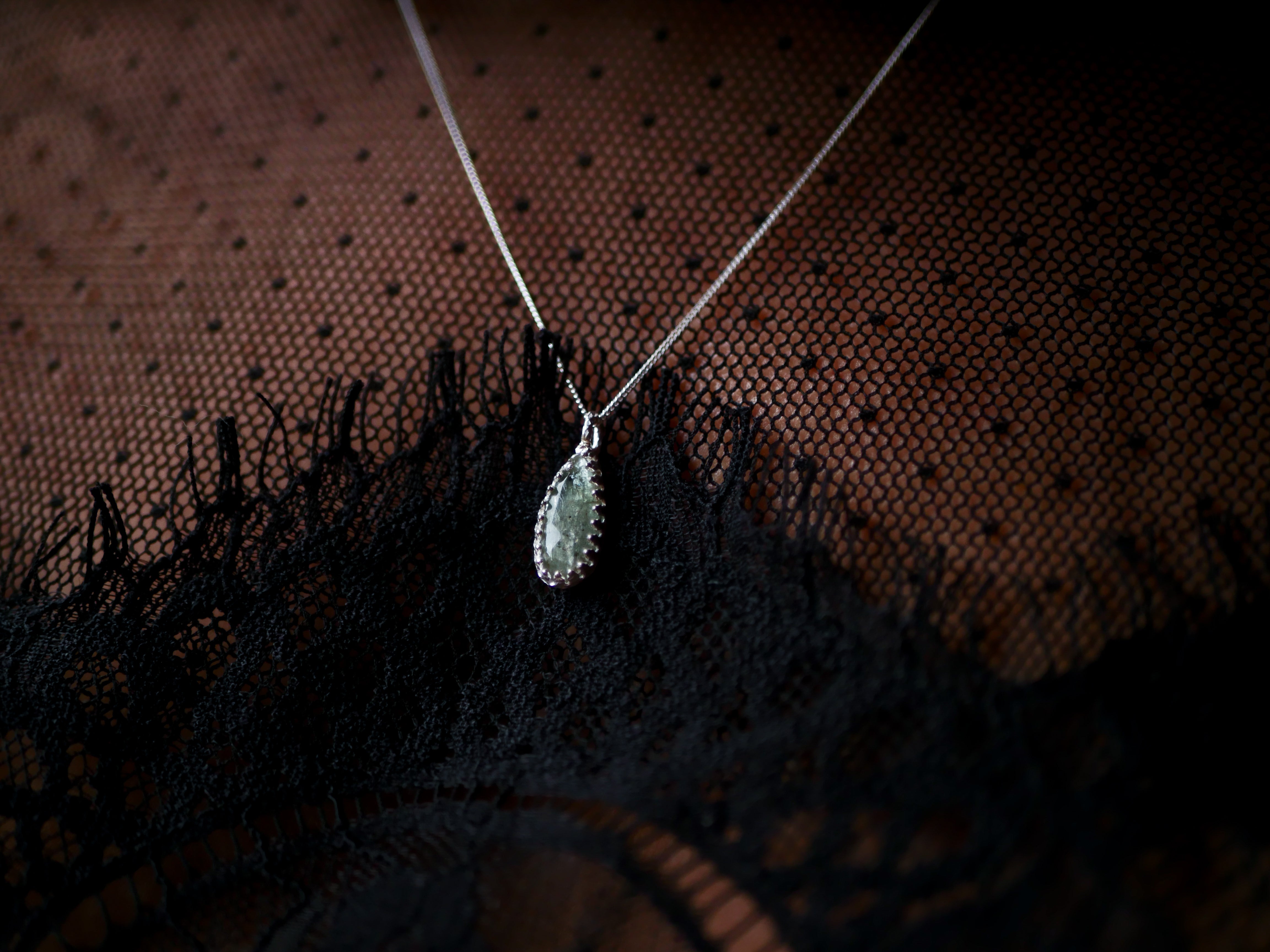 Collier "Simple" Kyanite Verte - Argent 925