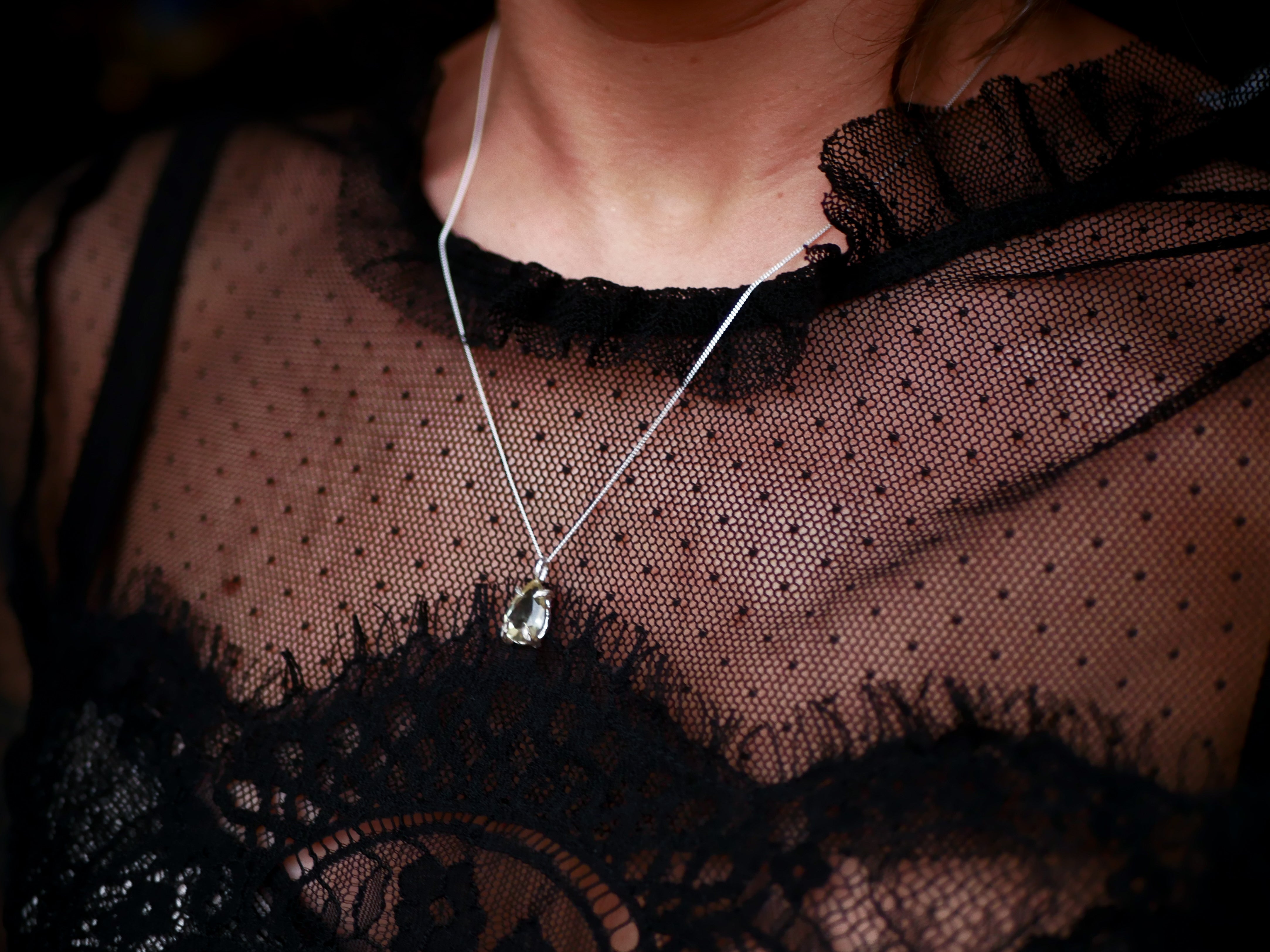 Collier "Griffe" Quartz Citron - Argent 925