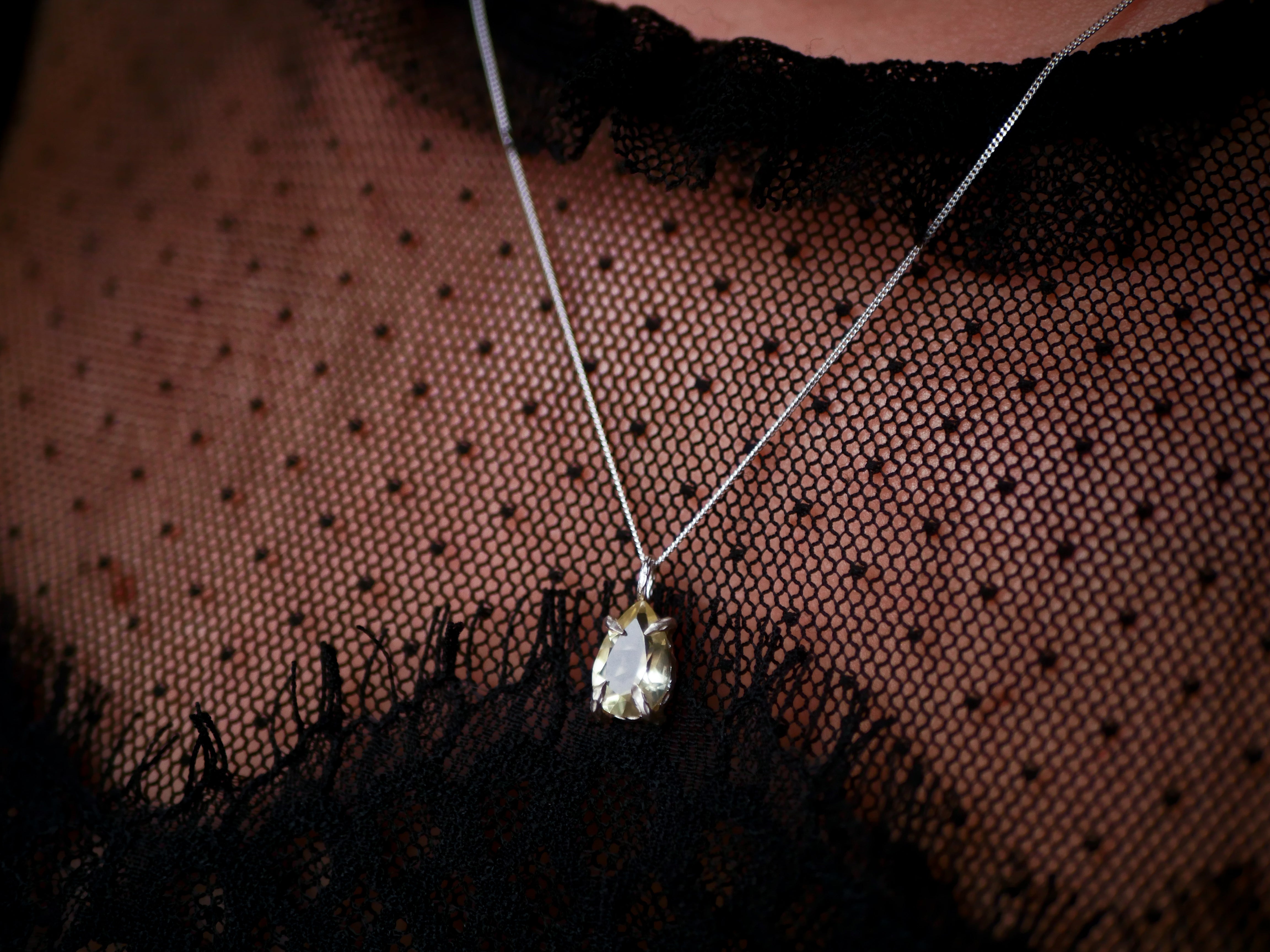 Collier "Griffe" Quartz Citron - Argent 925