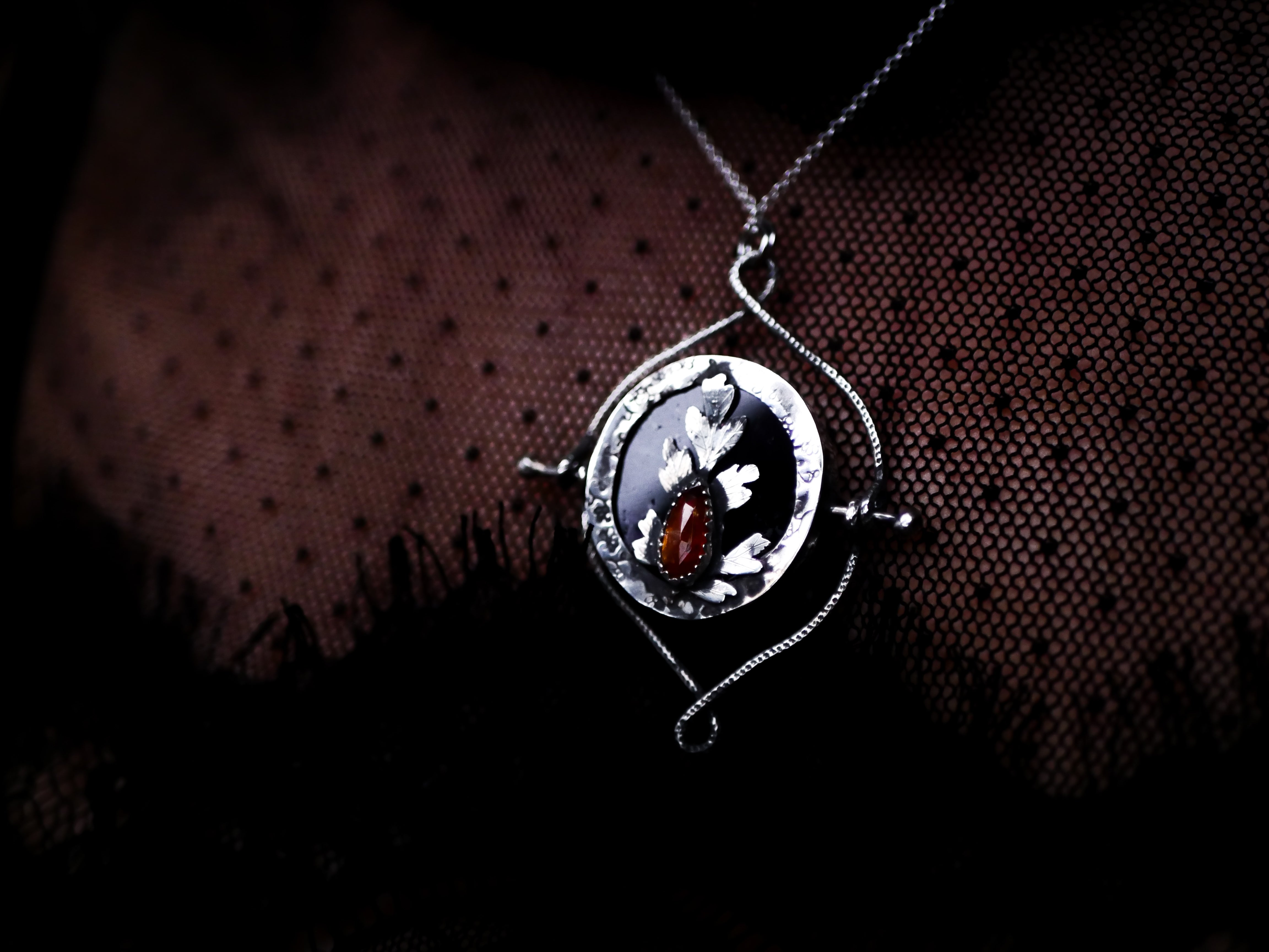 Talisman réversible - Améthyste trapiche & Kyanite orange - Argent 925