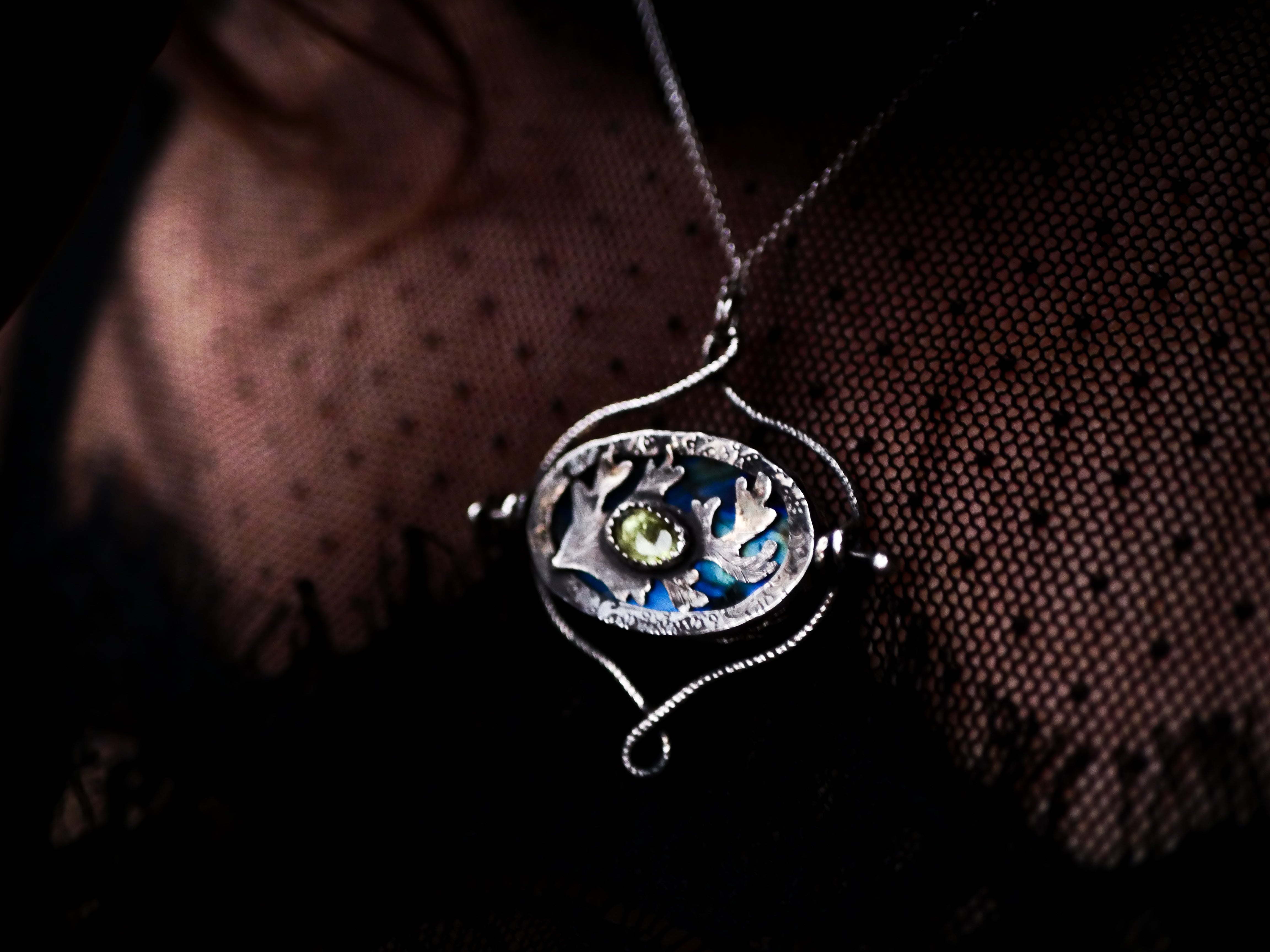 Talisman réversible - Labradorite & Péridot - Argent 925