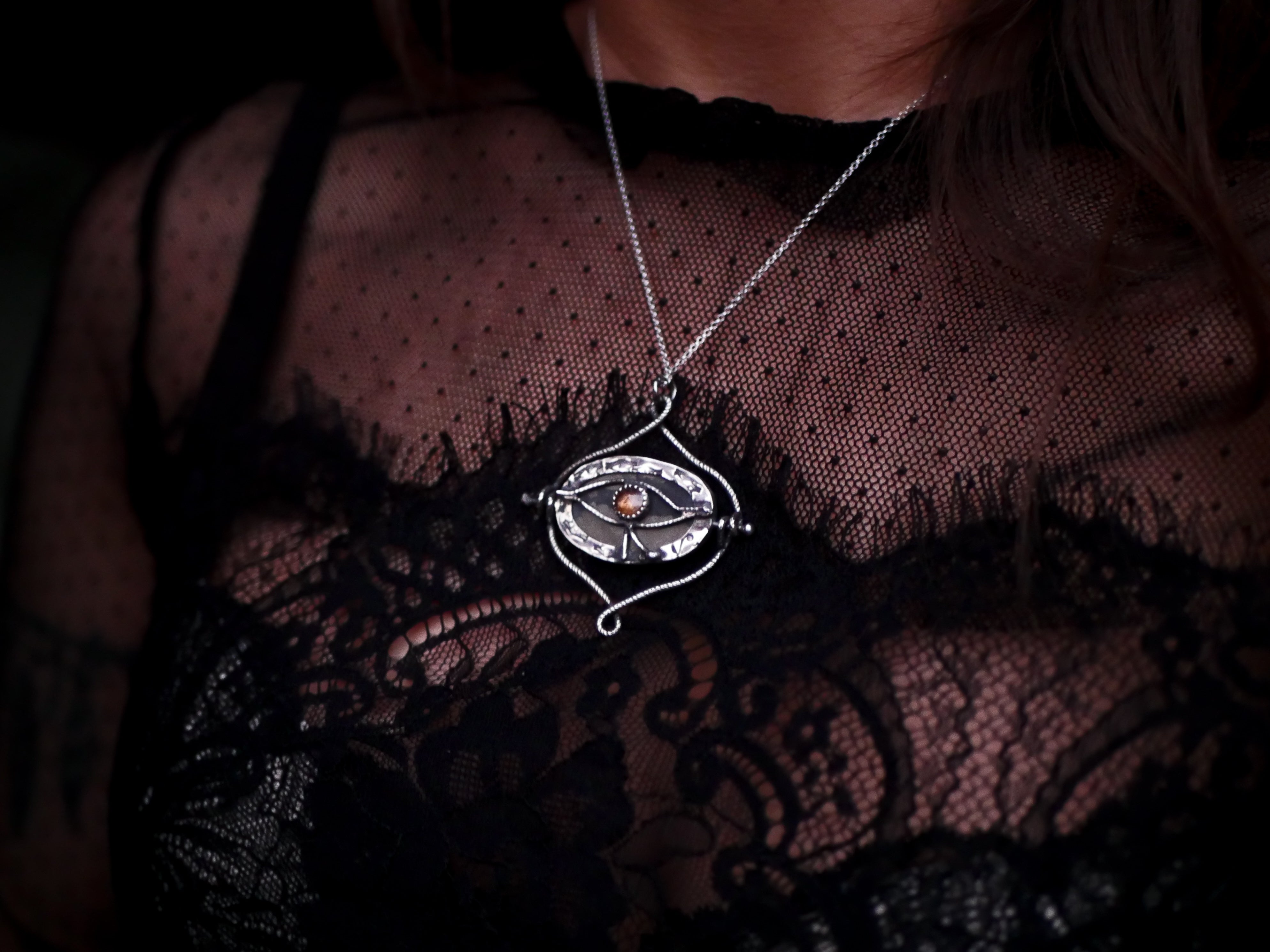 Talisman réversible - Pyrite sur schiste & Topaze impériale - Argent 925