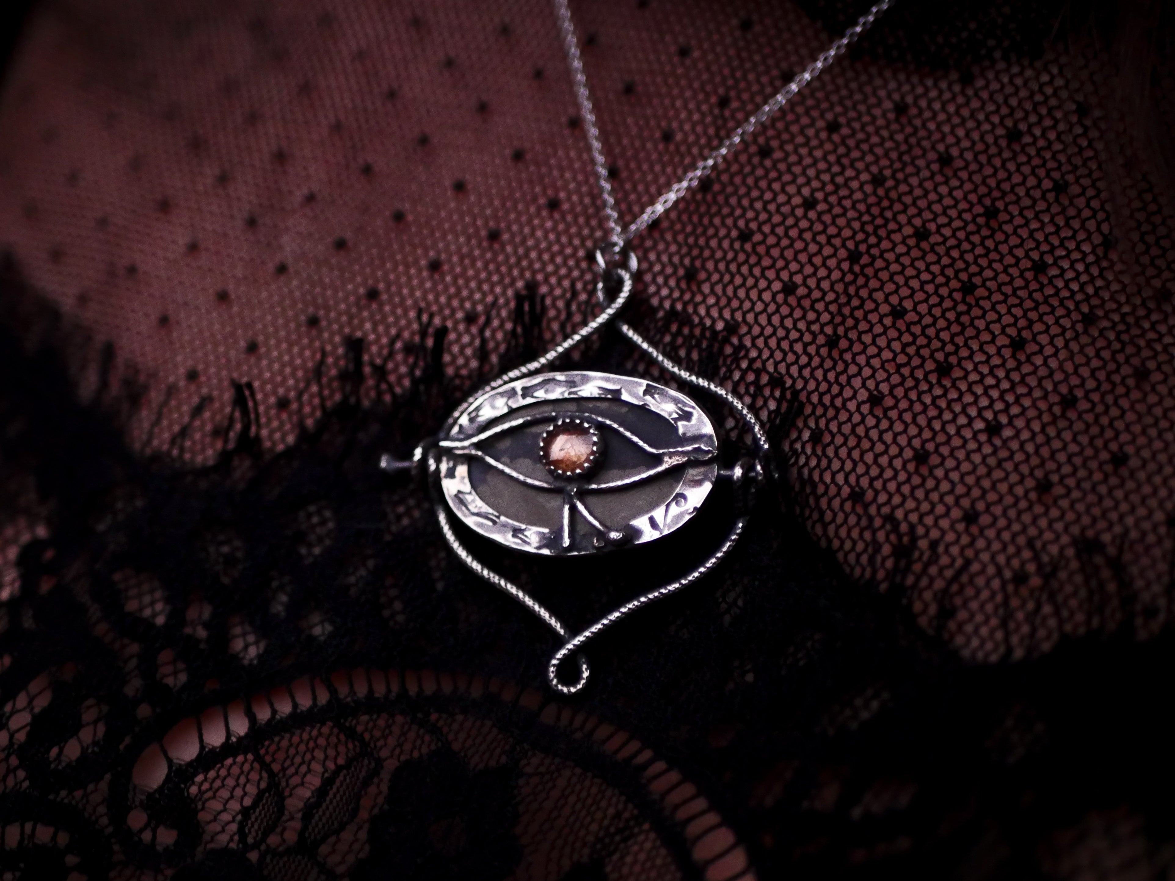 Talisman réversible - Pyrite sur schiste & Topaze impériale - Argent 925