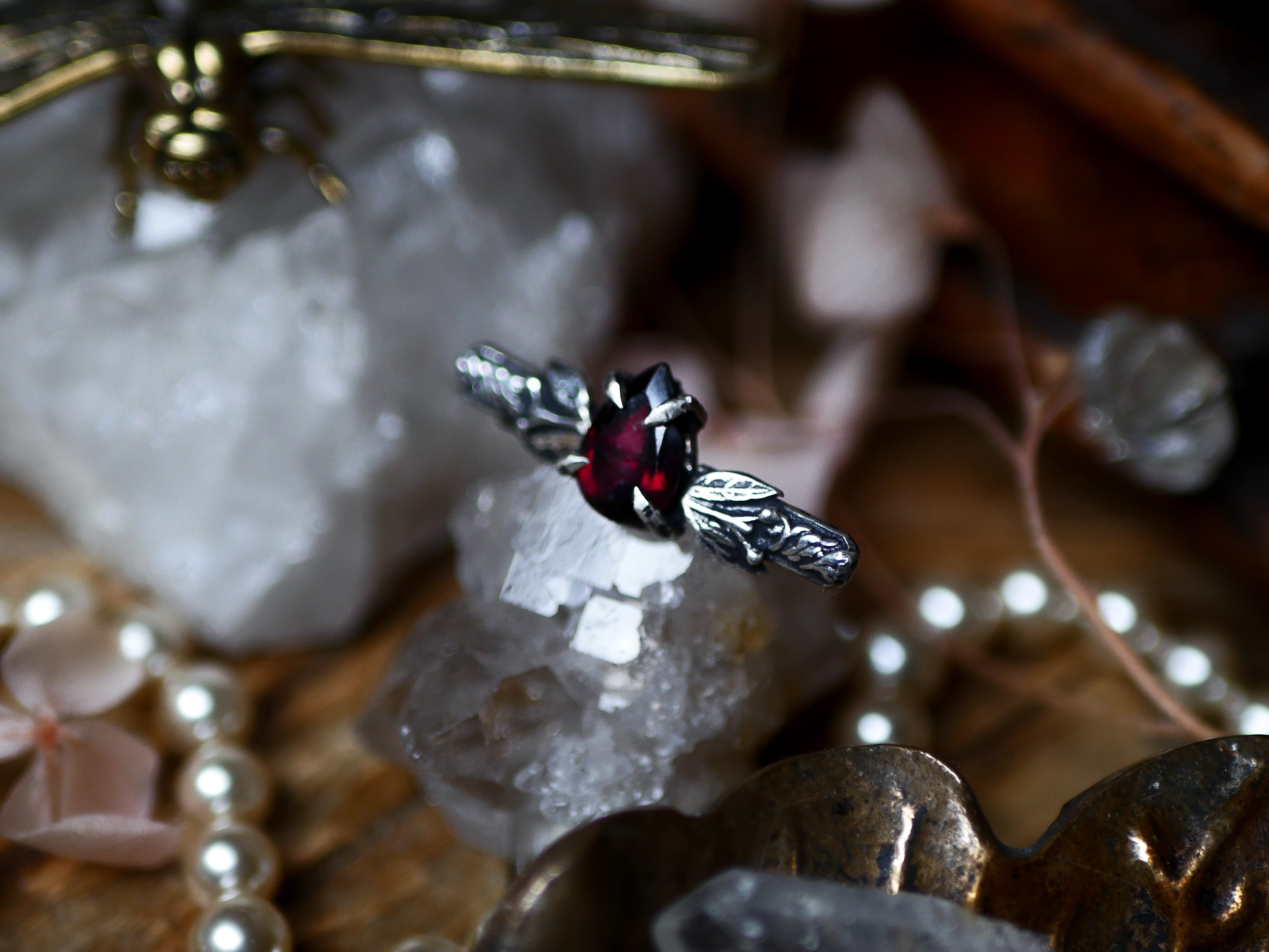 Broche Super Grenat Rouge -  Argent 925