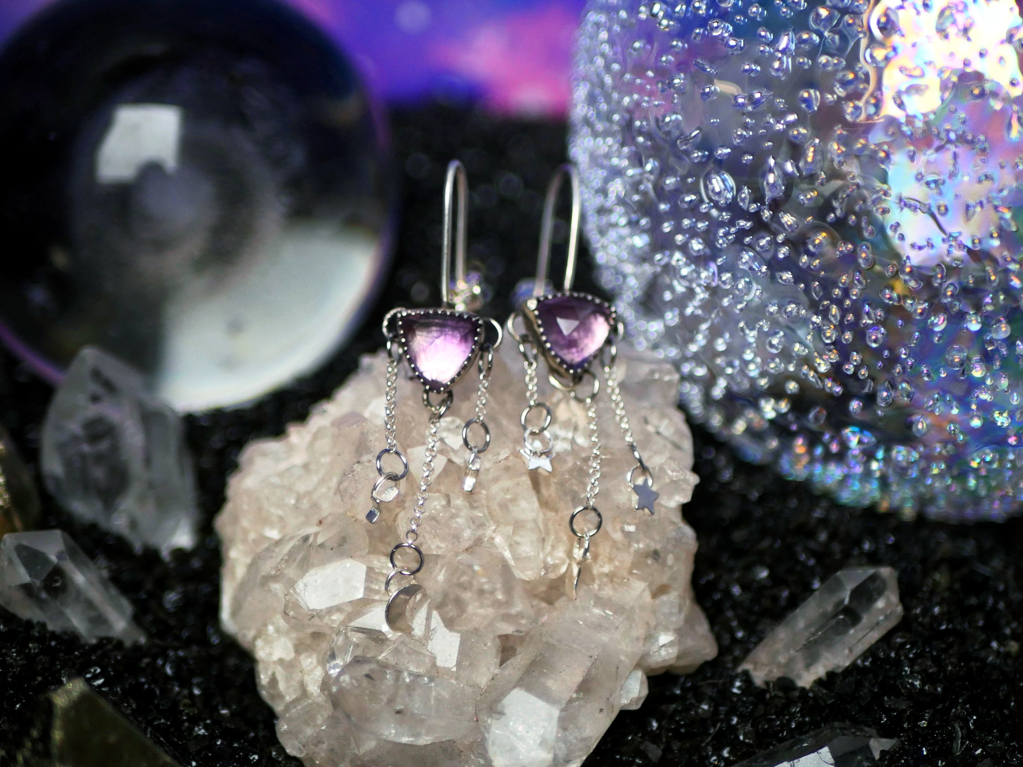 Boucles d'oreilles Cosmique I - Améthyste - Argent 925