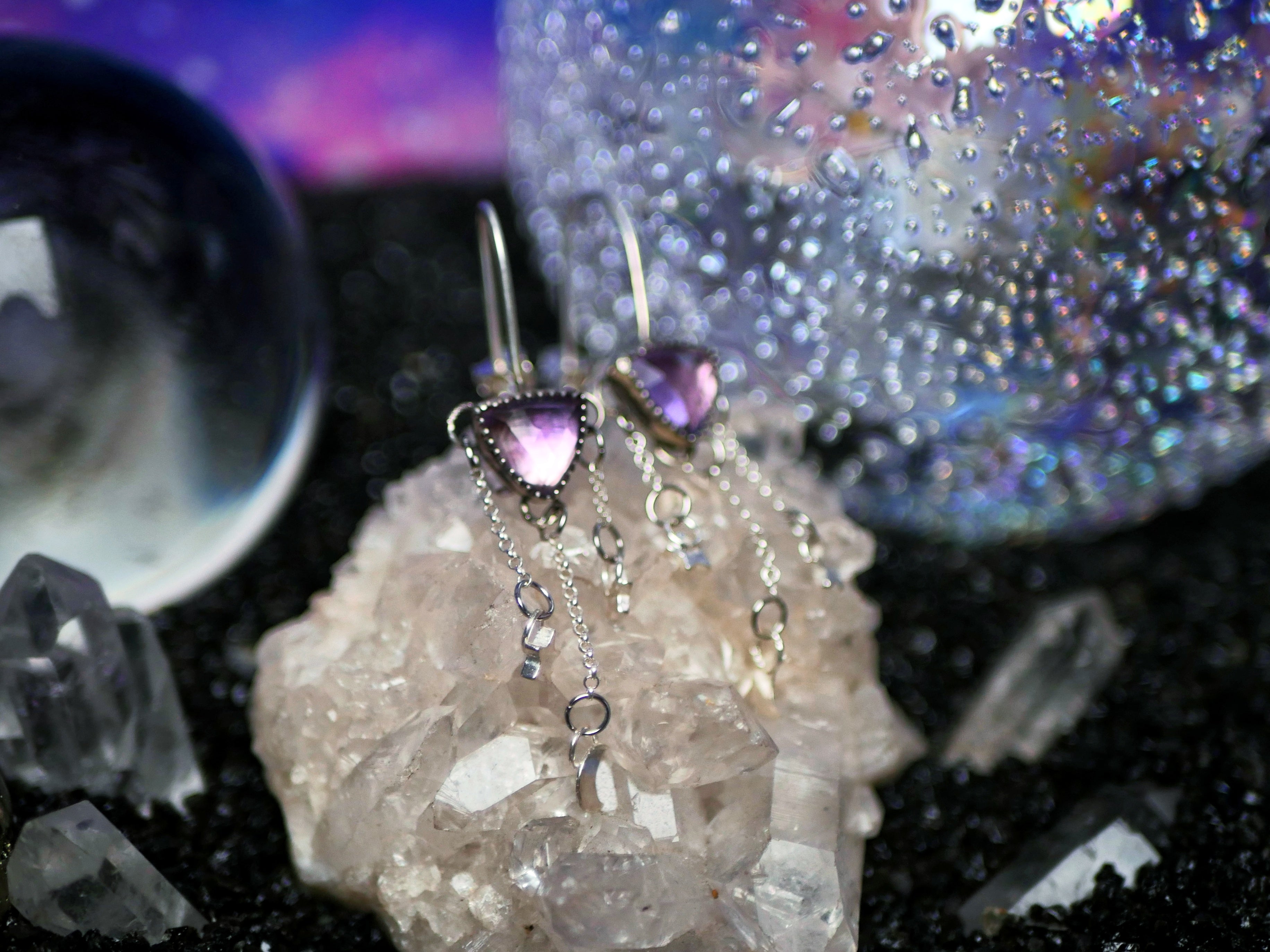 Boucles d'oreilles Cosmique I - Améthyste - Argent 925