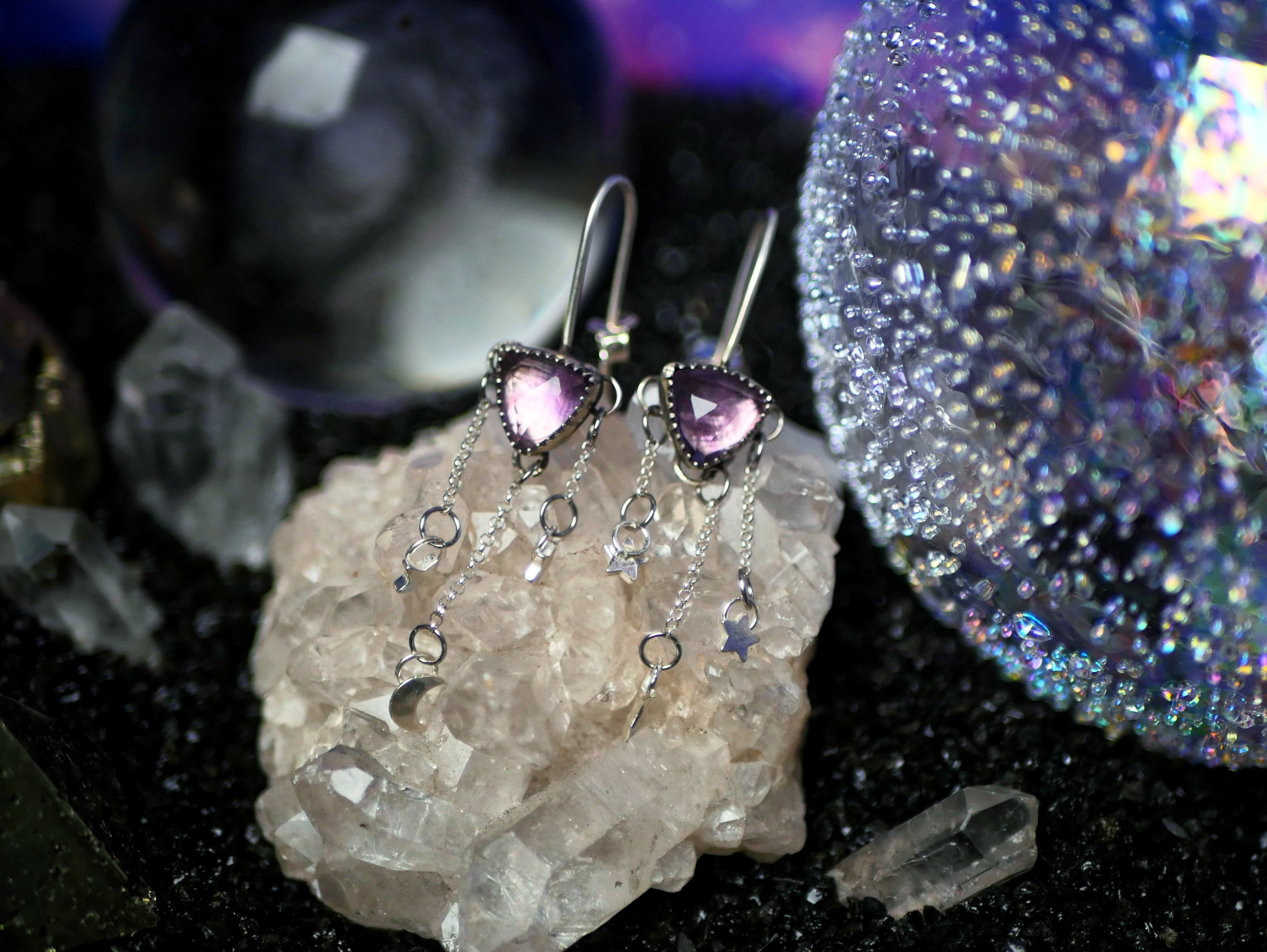 Boucles d'oreilles Cosmique I - Améthyste - Argent 925