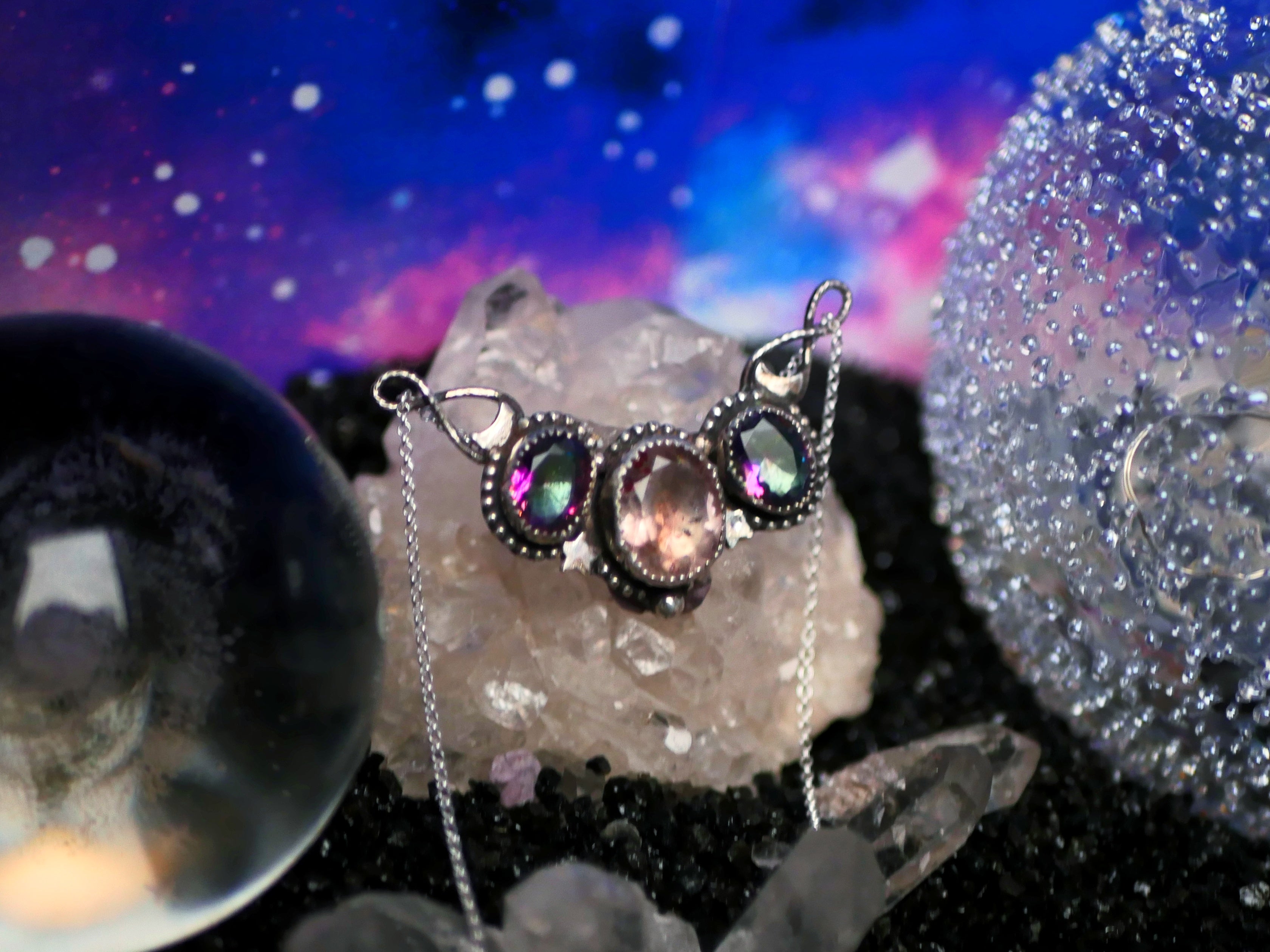 Collier Cosmique II - Super Seven & Topazes mystiques - Argent 925