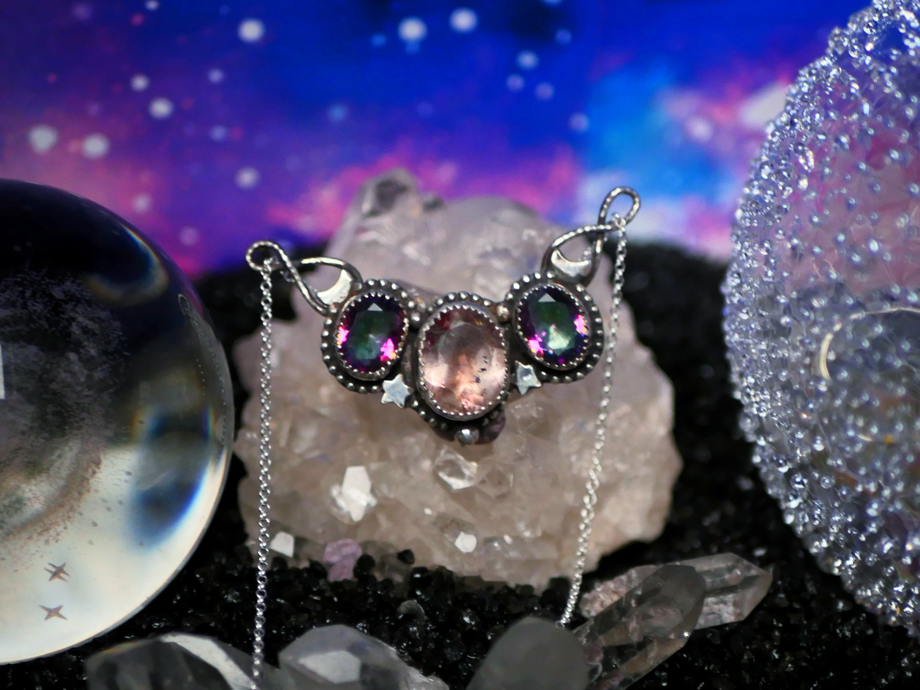 Collier Cosmique II - Super Seven & Topazes mystiques - Argent 925