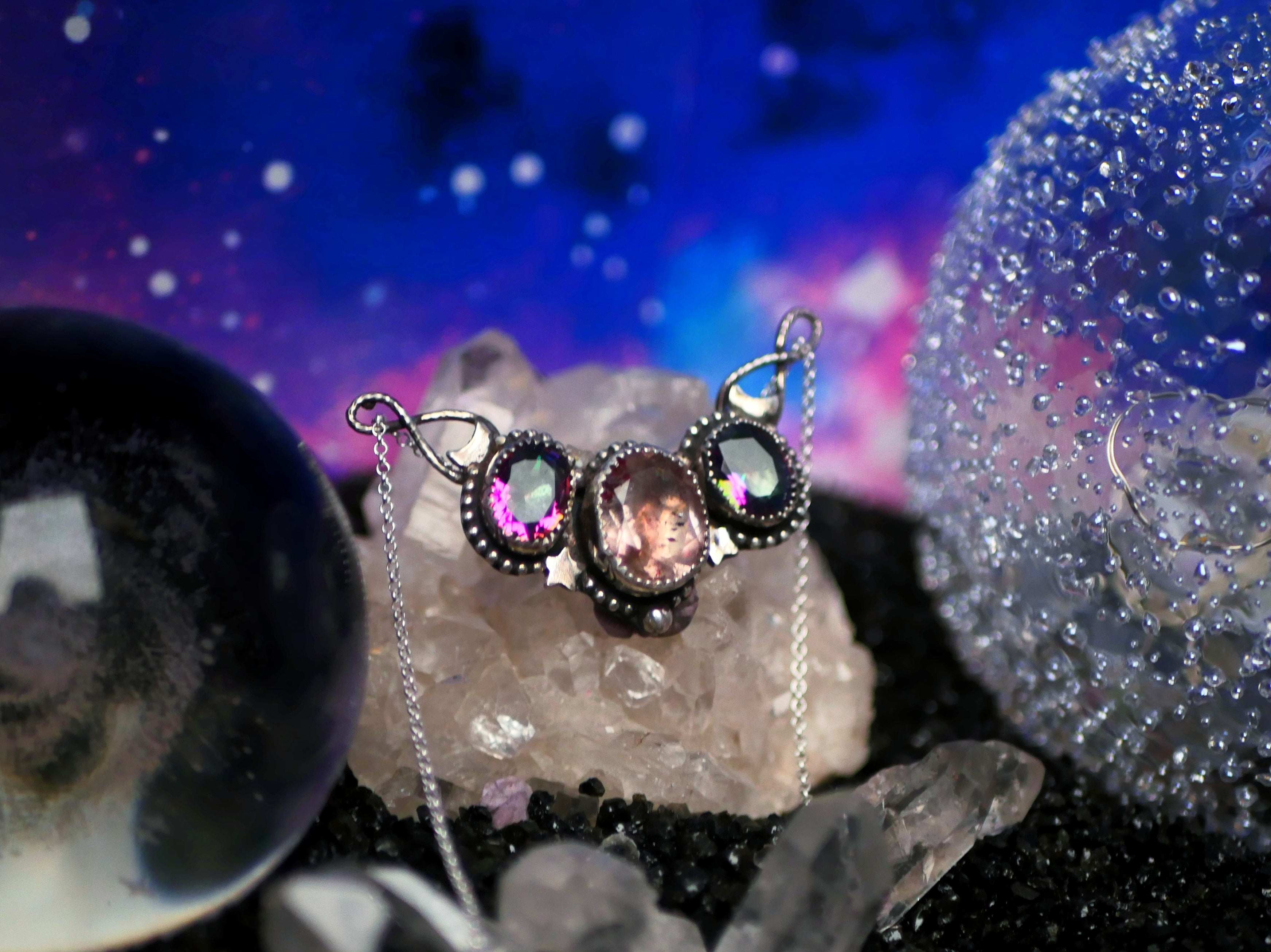 Collier Cosmique II - Super Seven & Topazes mystiques - Argent 925