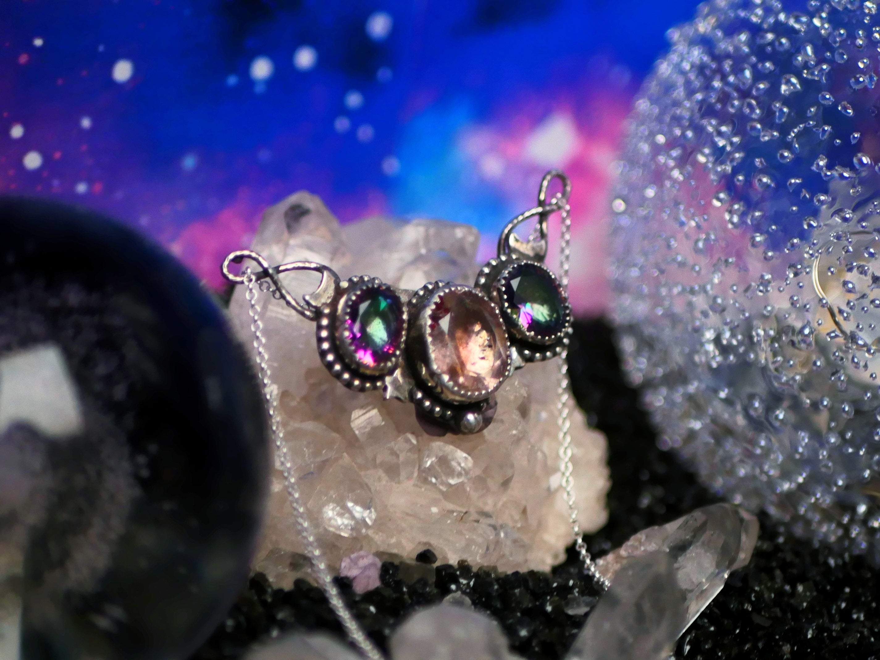 Collier Cosmique II - Super Seven & Topazes mystiques - Argent 925