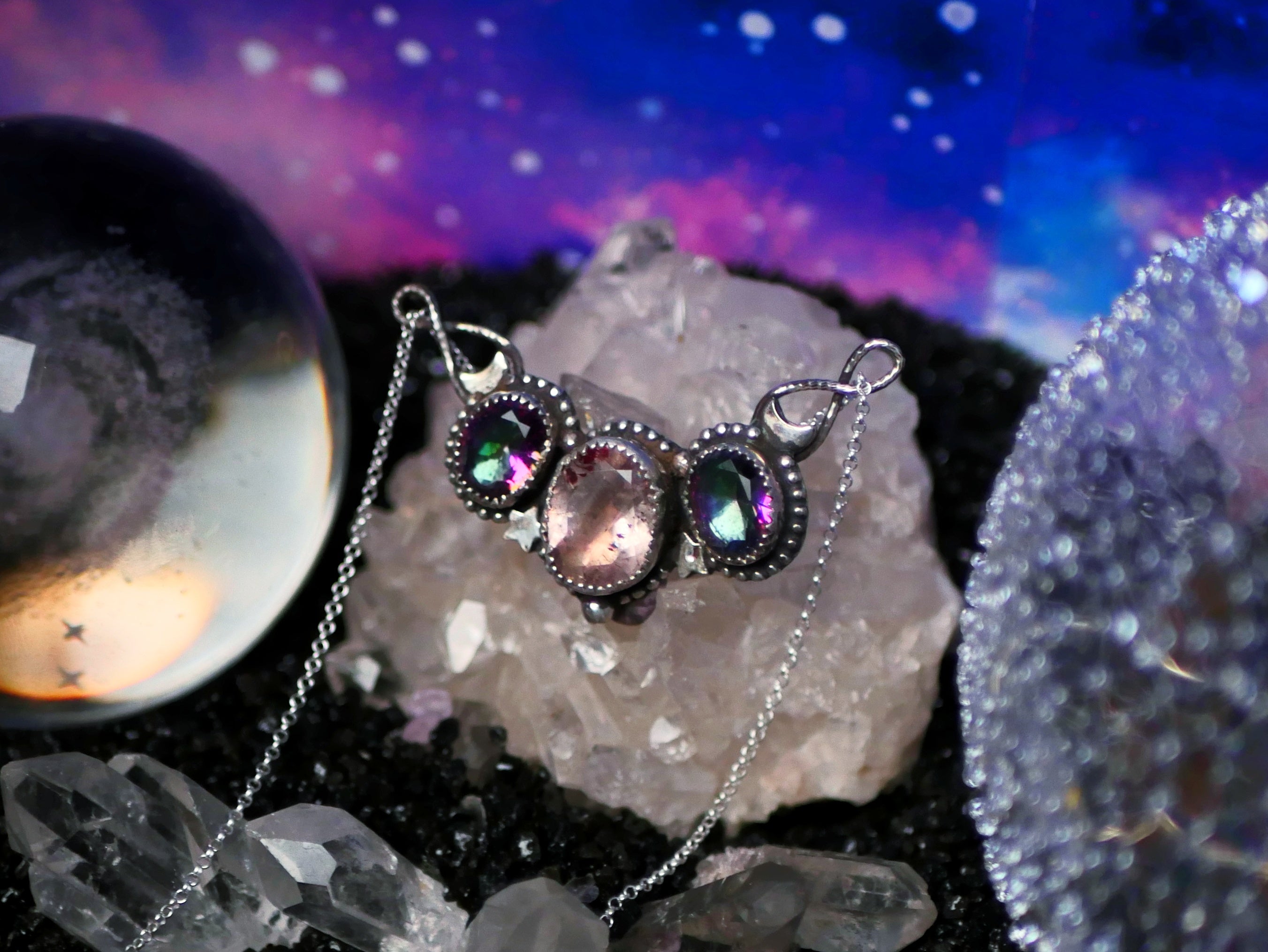 Collier Cosmique II - Super Seven & Topazes mystiques - Argent 925